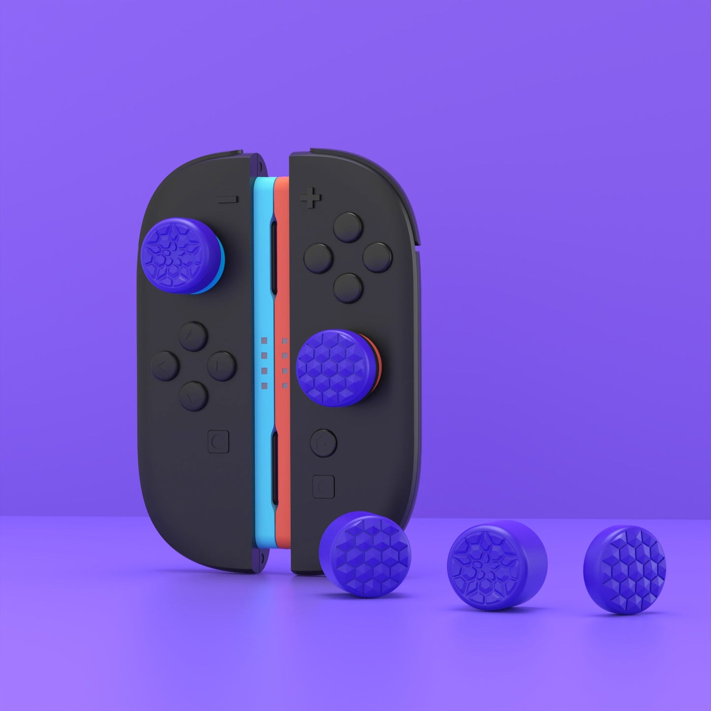 PlayVital QUANTUM Pro Ergonomic Thumbstick Grips for Nintendo Switch 2 (2025) with 3 Height Convex and Concave - Diamond Grain & Crack Bomb Design - Purple PlayVital