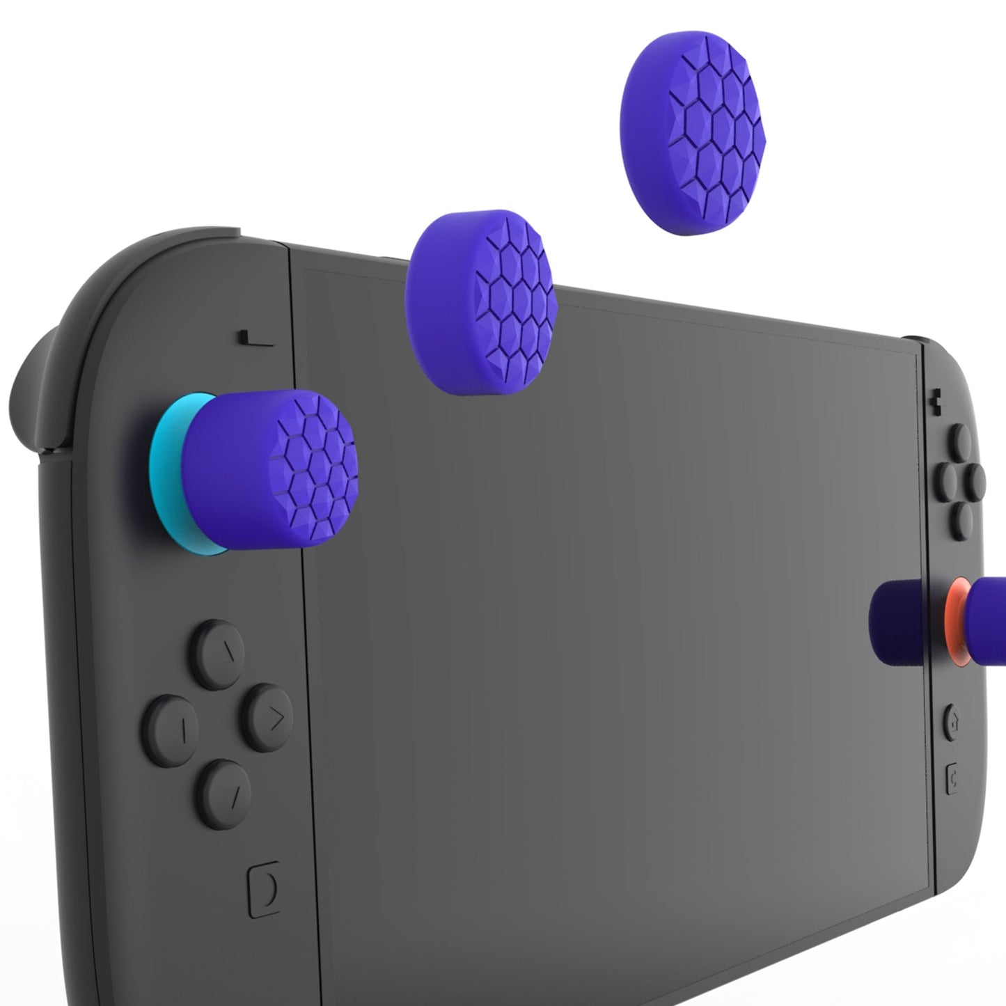 PlayVital QUANTUM Pro Ergonomic Thumbstick Grips for Nintendo Switch 2 (2025) with 3 Height Convex and Concave - Diamond Grain & Crack Bomb Design - Purple PlayVital