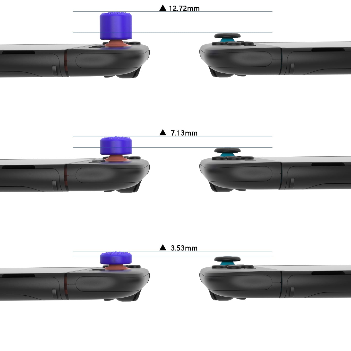 PlayVital QUANTUM Pro Ergonomic Thumbstick Grips for Nintendo Switch 2 (2025) with 3 Height Convex and Concave - Diamond Grain & Crack Bomb Design - Purple PlayVital
