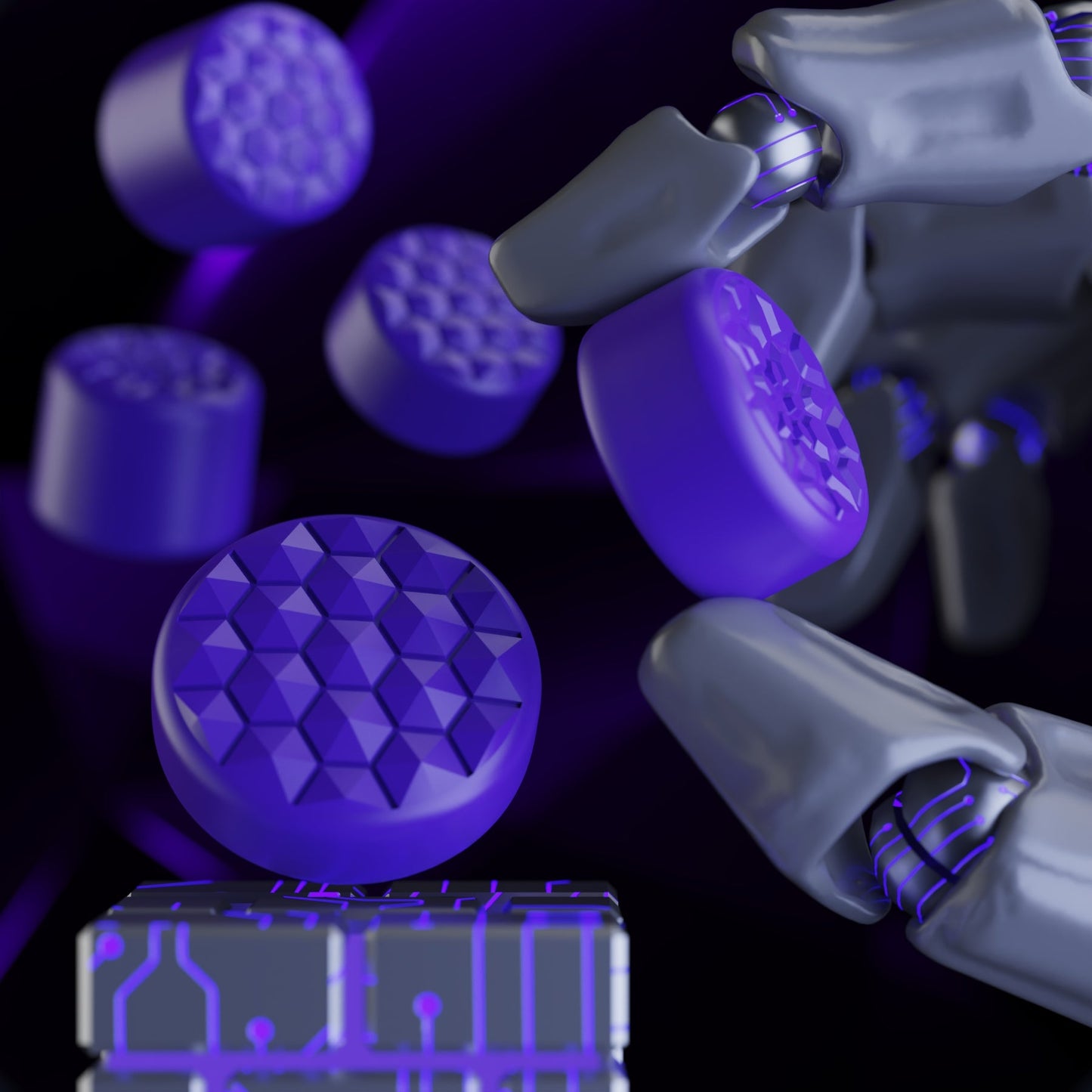 PlayVital QUANTUM Pro Ergonomic Thumbstick Grips for Nintendo Switch 2 (2025) with 3 Height Convex and Concave - Diamond Grain & Crack Bomb Design - Purple PlayVital