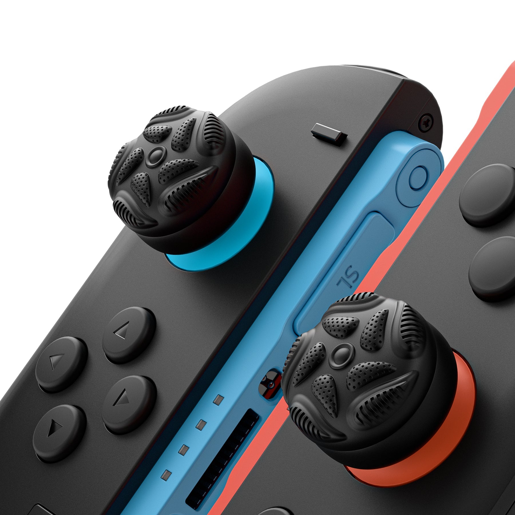 PlayVital Raindrop Texture Design Thumbs Cushion Caps Thumb Grips (4-Pack) for Switch 2, Anti-Slip Raindrop Texture Design Silicone Joystick Grip Cover for Nintendo Switch 2 Joycon - Black PlayVital