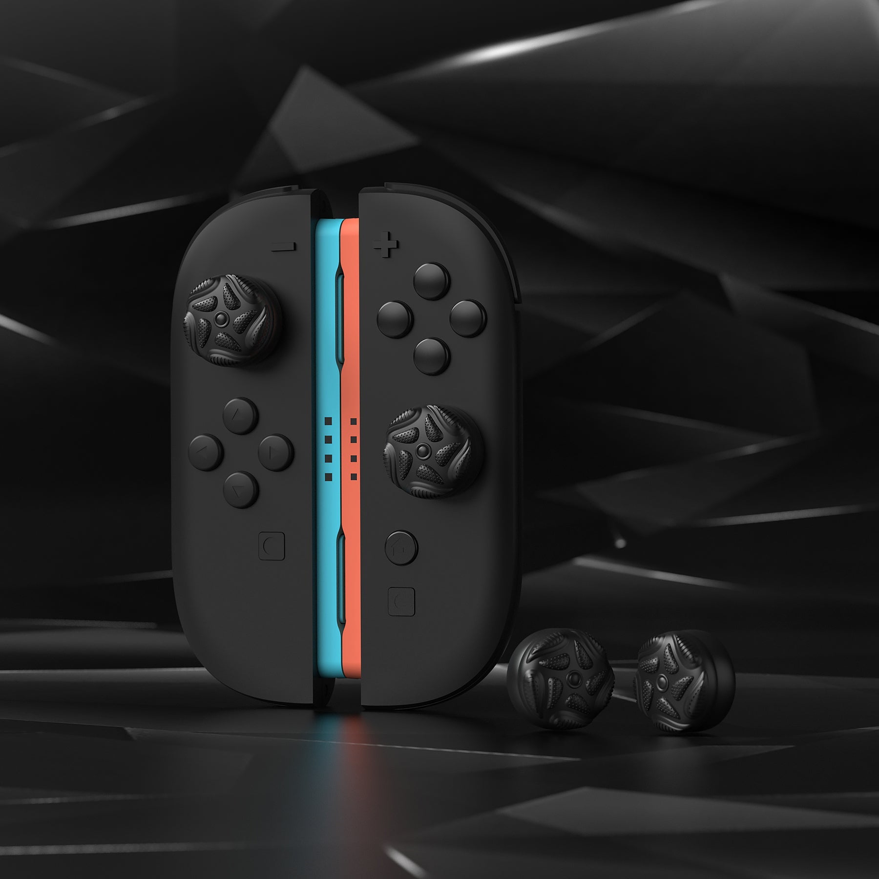 PlayVital Raindrop Texture Design Thumbs Cushion Caps Thumb Grips (4-Pack) for Switch 2, Anti-Slip Raindrop Texture Design Silicone Joystick Grip Cover for Nintendo Switch 2 Joycon - Black PlayVital