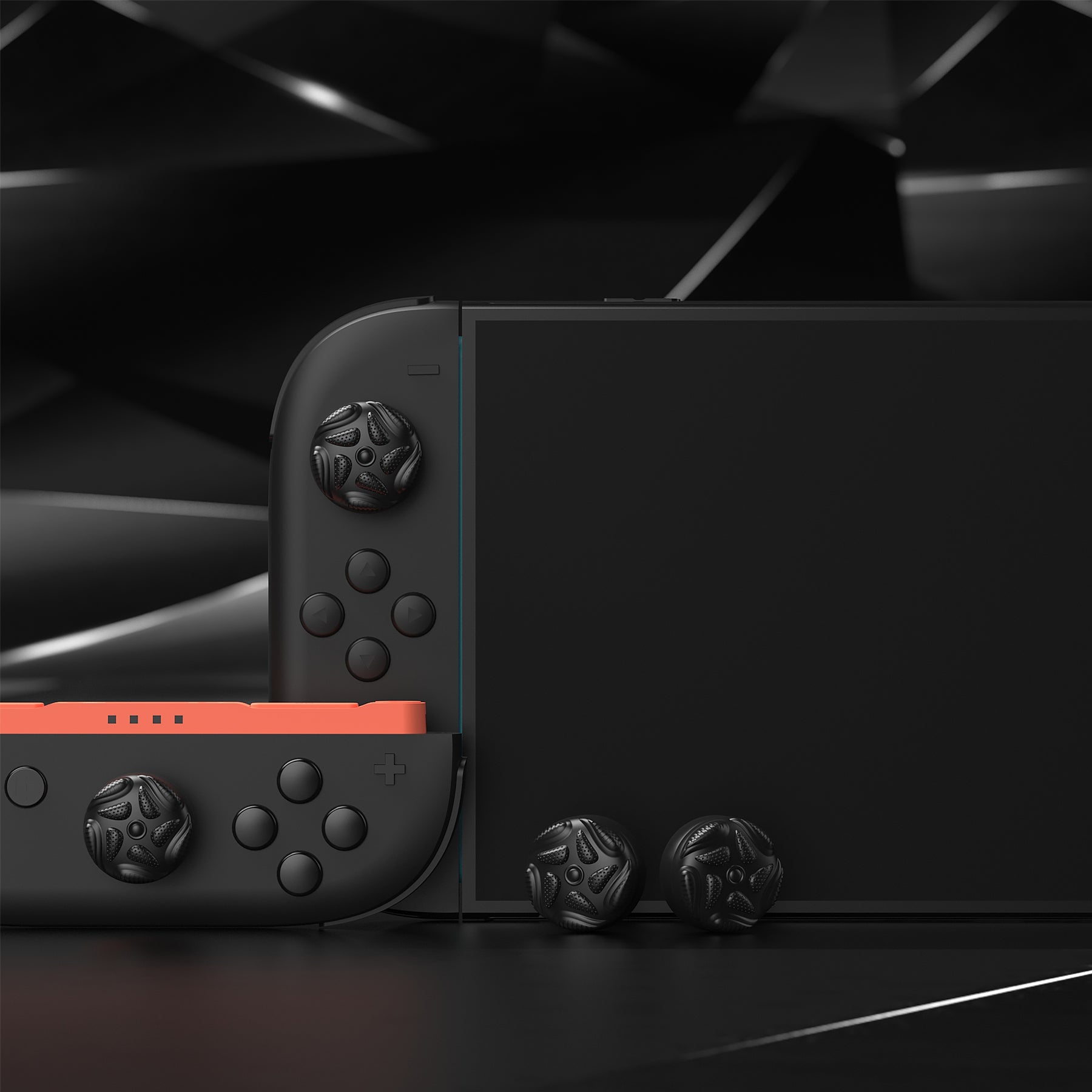 PlayVital Raindrop Texture Design Thumbs Cushion Caps Thumb Grips (4-Pack) for Switch 2, Anti-Slip Raindrop Texture Design Silicone Joystick Grip Cover for Nintendo Switch 2 Joycon - Black PlayVital