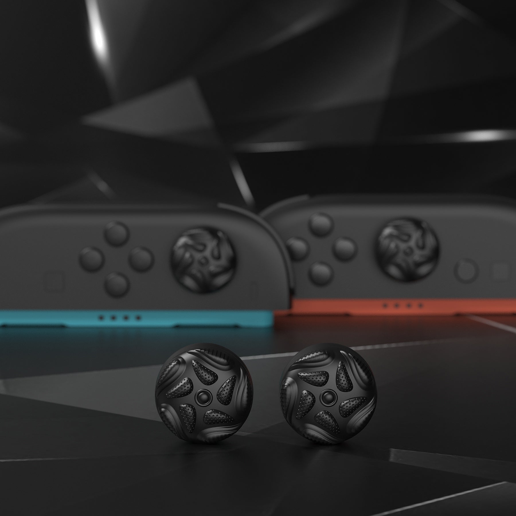 PlayVital Raindrop Texture Design Thumbs Cushion Caps Thumb Grips (4-Pack) for Switch 2, Anti-Slip Raindrop Texture Design Silicone Joystick Grip Cover for Nintendo Switch 2 Joycon - Black PlayVital