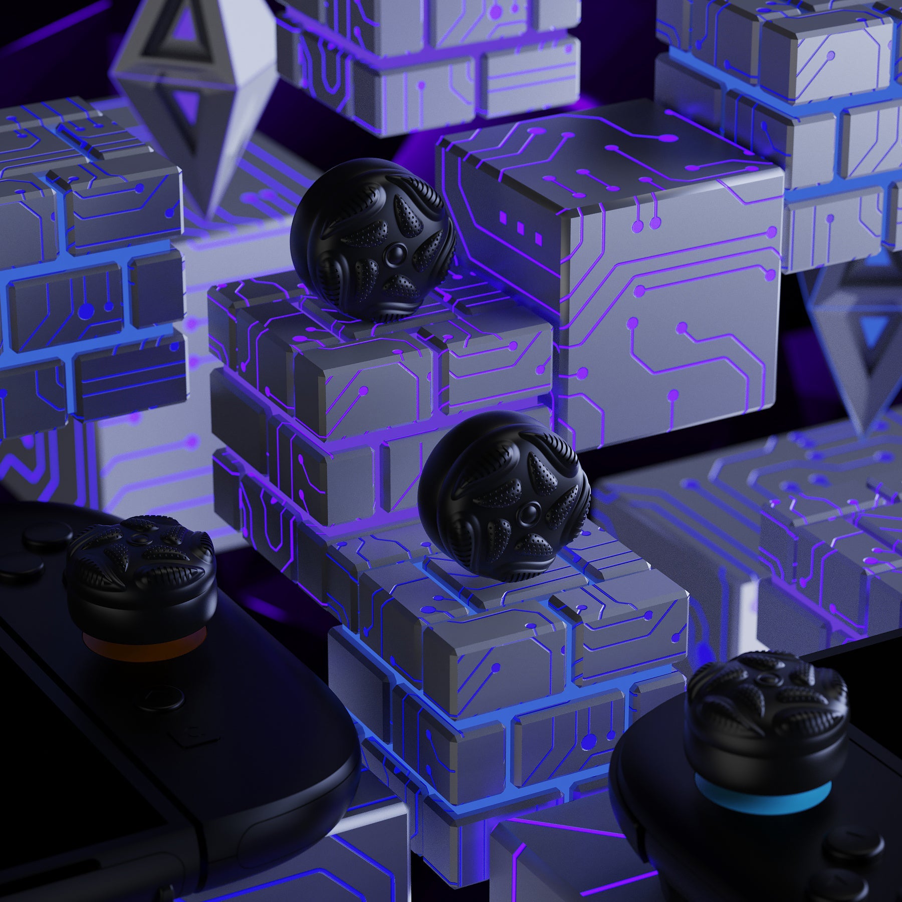 PlayVital Raindrop Texture Design Thumbs Cushion Caps Thumb Grips (4-Pack) for Switch 2, Anti-Slip Raindrop Texture Design Silicone Joystick Grip Cover for Nintendo Switch 2 Joycon - Black PlayVital