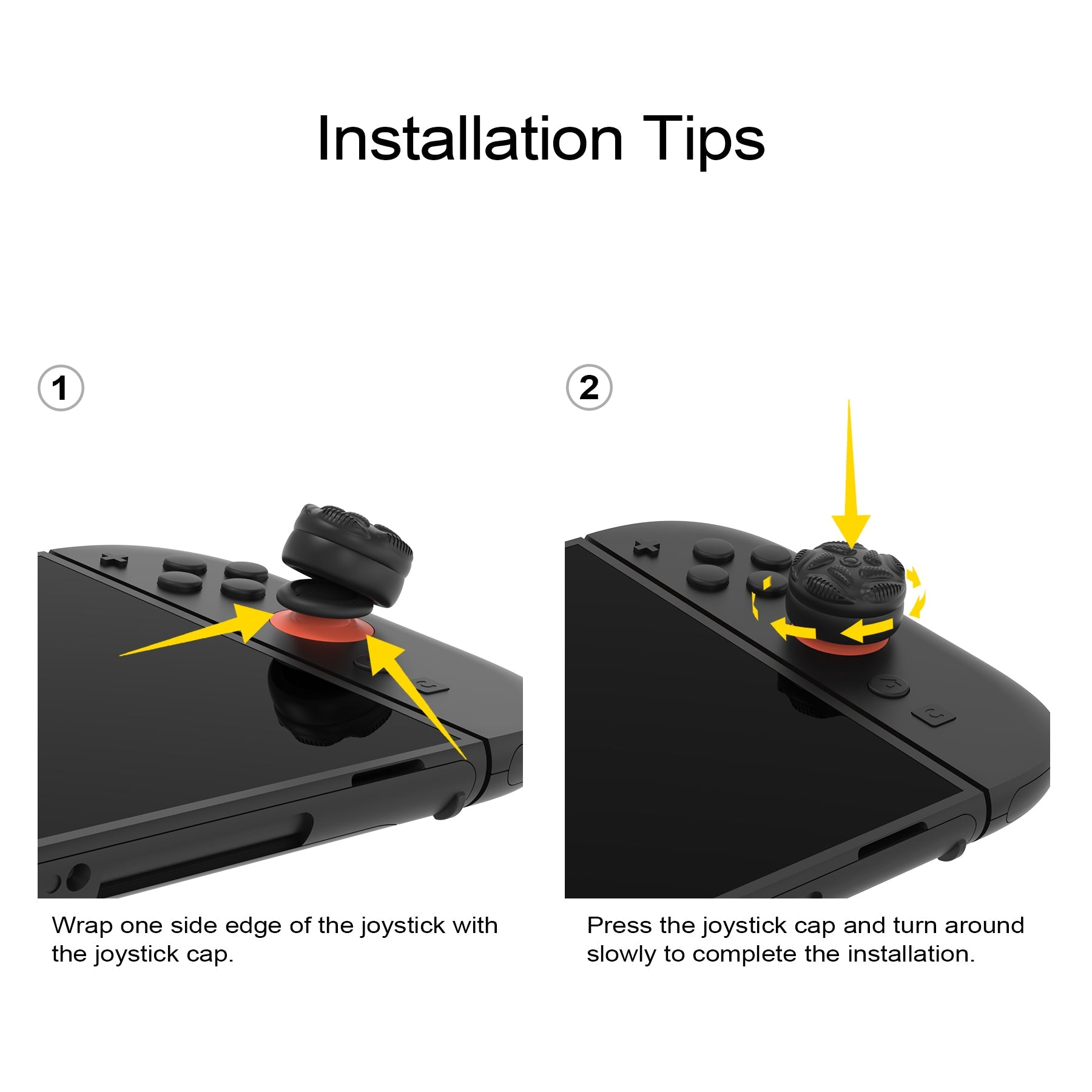 PlayVital Raindrop Texture Design Thumbs Cushion Caps Thumb Grips (4-Pack) for Switch 2, Anti-Slip Raindrop Texture Design Silicone Joystick Grip Cover for Nintendo Switch 2 Joycon - Black PlayVital