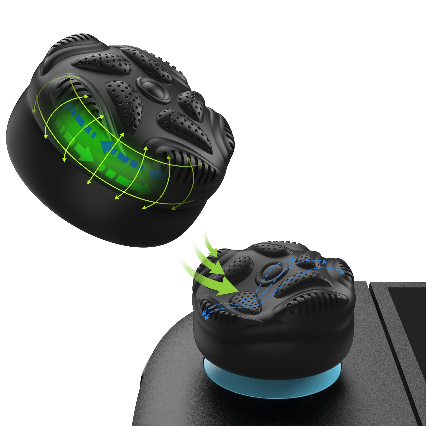 PlayVital Raindrop Texture Design Thumbs Cushion Caps Thumb Grips (4-Pack) for Switch 2, Anti-Slip Raindrop Texture Design Silicone Joystick Grip Cover for Nintendo Switch 2 Joycon - Black PlayVital