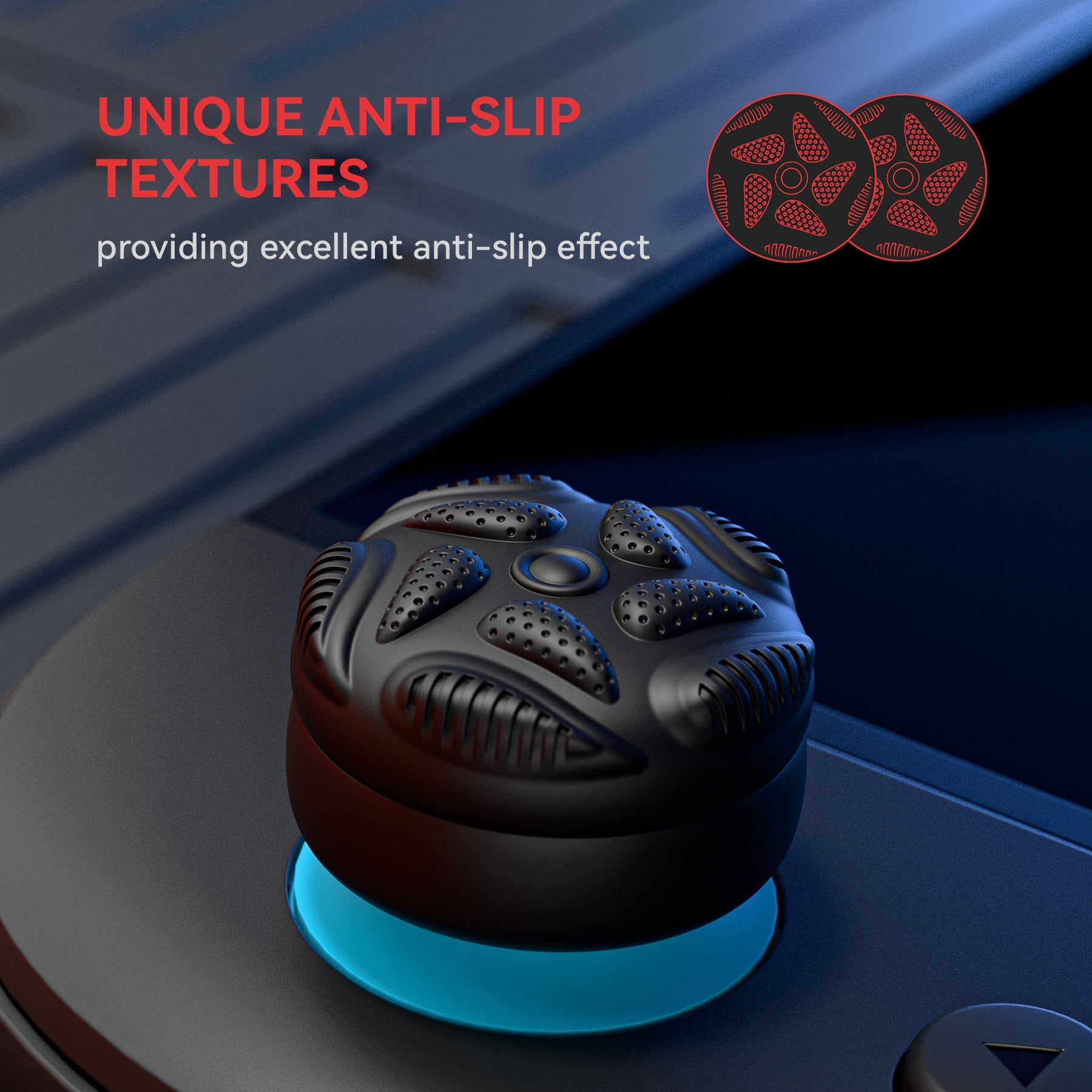 PlayVital Raindrop Texture Design Thumbs Cushion Caps Thumb Grips (4-Pack) for Switch 2, Anti-Slip Raindrop Texture Design Silicone Joystick Grip Cover for Nintendo Switch 2 Joycon - Black PlayVital