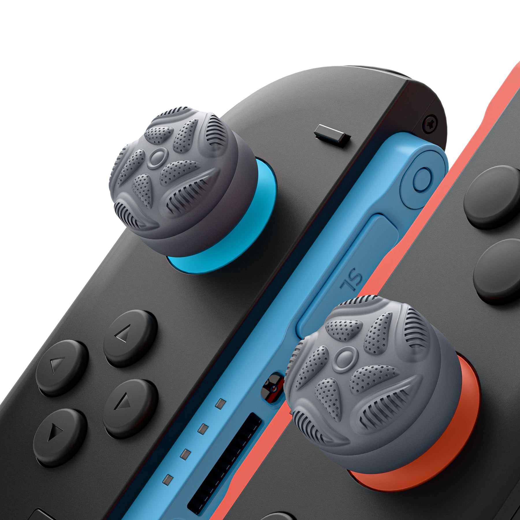 PlayVital Raindrop Texture Design Thumbs Cushion Caps Thumb Grips (4-Pack) for Switch 2, Anti-Slip Raindrop Texture Design Silicone Joystick Grip Cover for Nintendo Switch 2 Joycon - New Hope Gray PlayVital