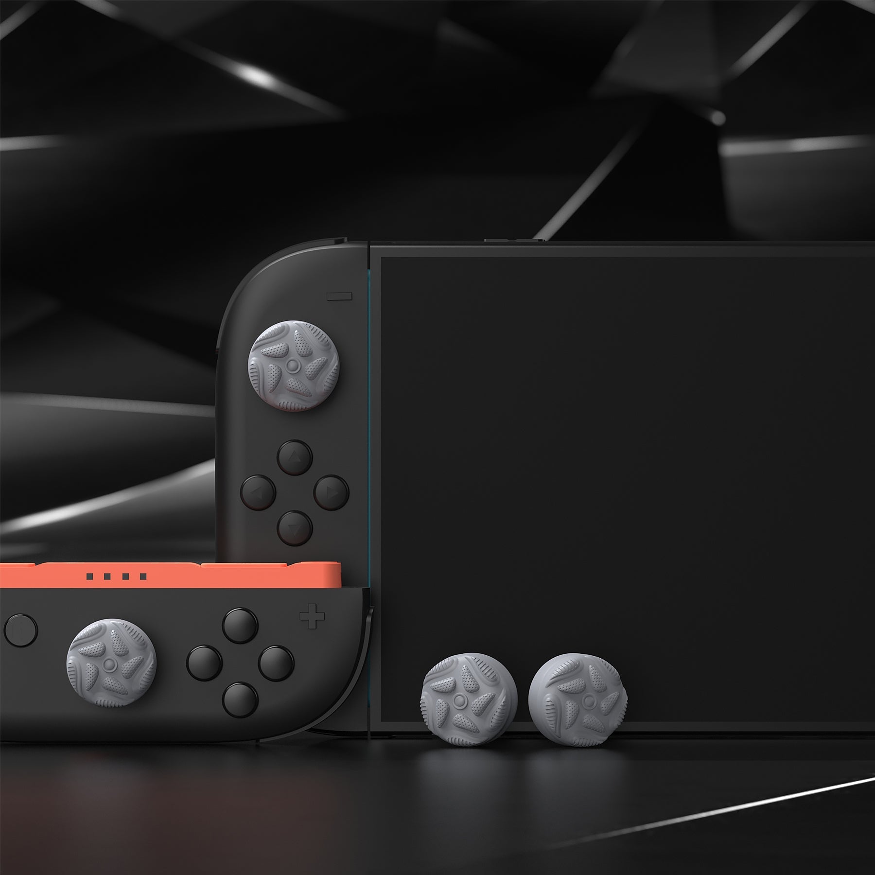 PlayVital Raindrop Texture Design Thumbs Cushion Caps Thumb Grips (4-Pack) for Switch 2, Anti-Slip Raindrop Texture Design Silicone Joystick Grip Cover for Nintendo Switch 2 Joycon - New Hope Gray PlayVital