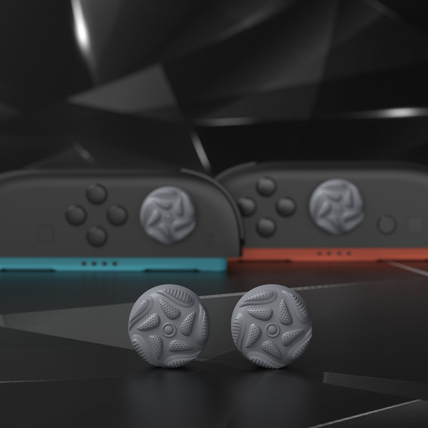 PlayVital Raindrop Texture Design Thumbs Cushion Caps Thumb Grips (4-Pack) for Switch 2, Anti-Slip Raindrop Texture Design Silicone Joystick Grip Cover for Nintendo Switch 2 Joycon - New Hope Gray PlayVital