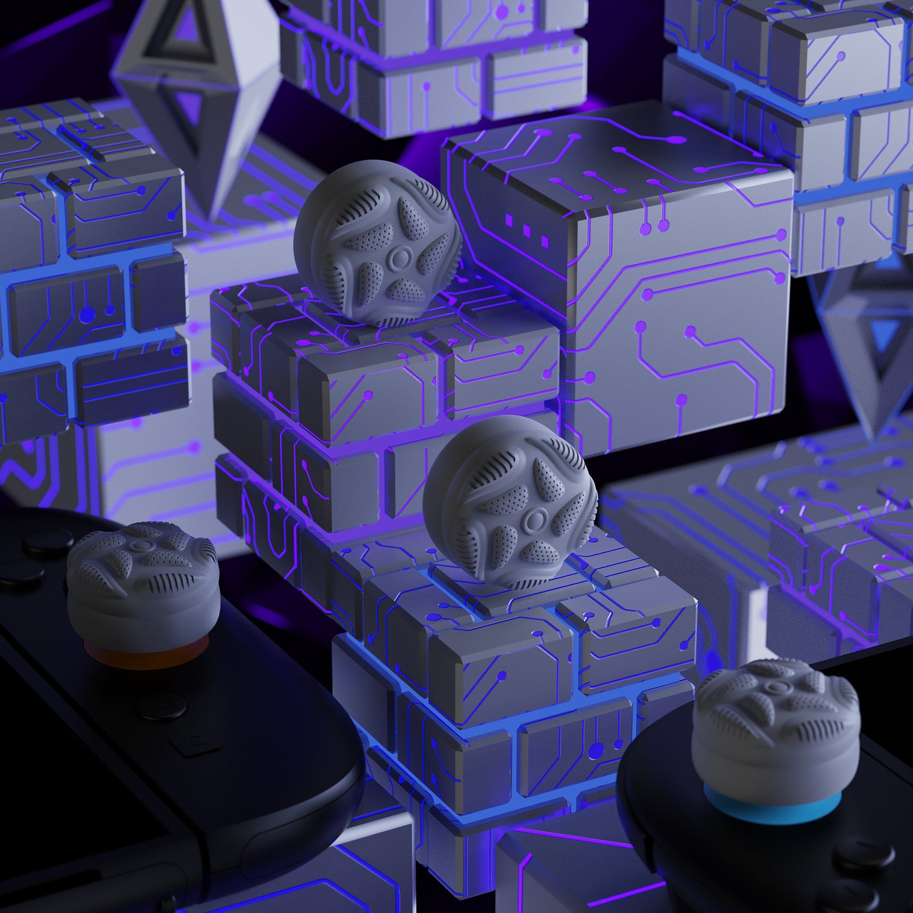 PlayVital Raindrop Texture Design Thumbs Cushion Caps Thumb Grips (4-Pack) for Switch 2, Anti-Slip Raindrop Texture Design Silicone Joystick Grip Cover for Nintendo Switch 2 Joycon - New Hope Gray PlayVital