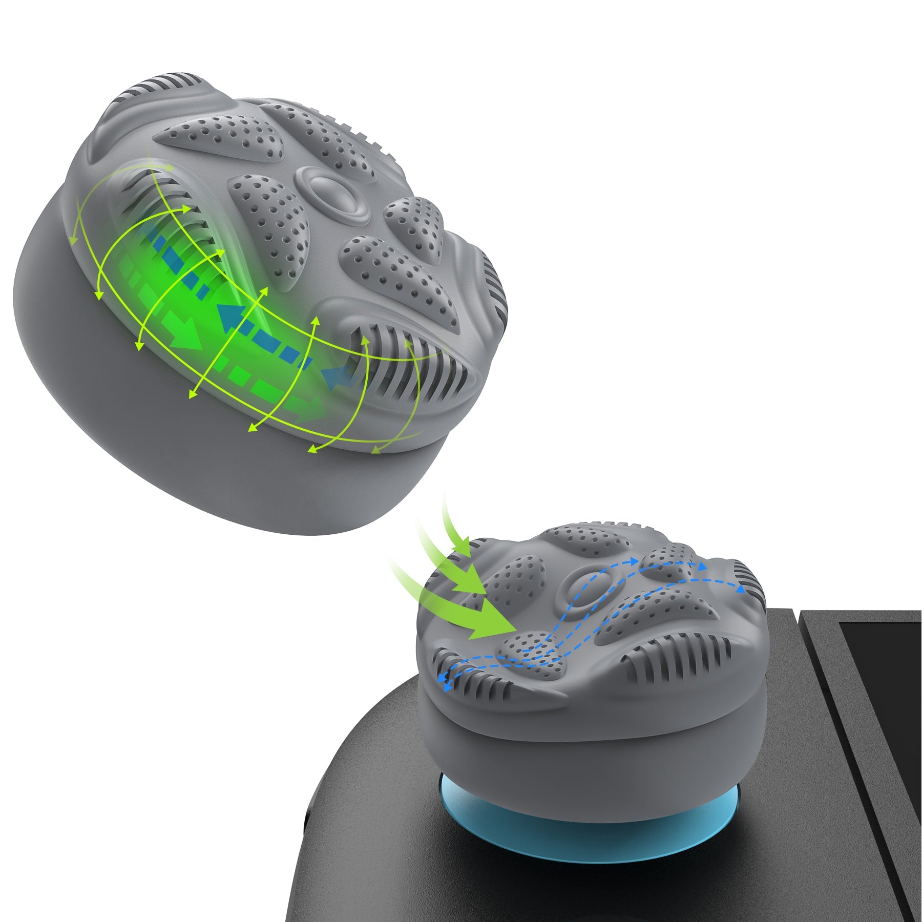 PlayVital Raindrop Texture Design Thumbs Cushion Caps Thumb Grips (4-Pack) for Switch 2, Anti-Slip Raindrop Texture Design Silicone Joystick Grip Cover for Nintendo Switch 2 Joycon - New Hope Gray PlayVital