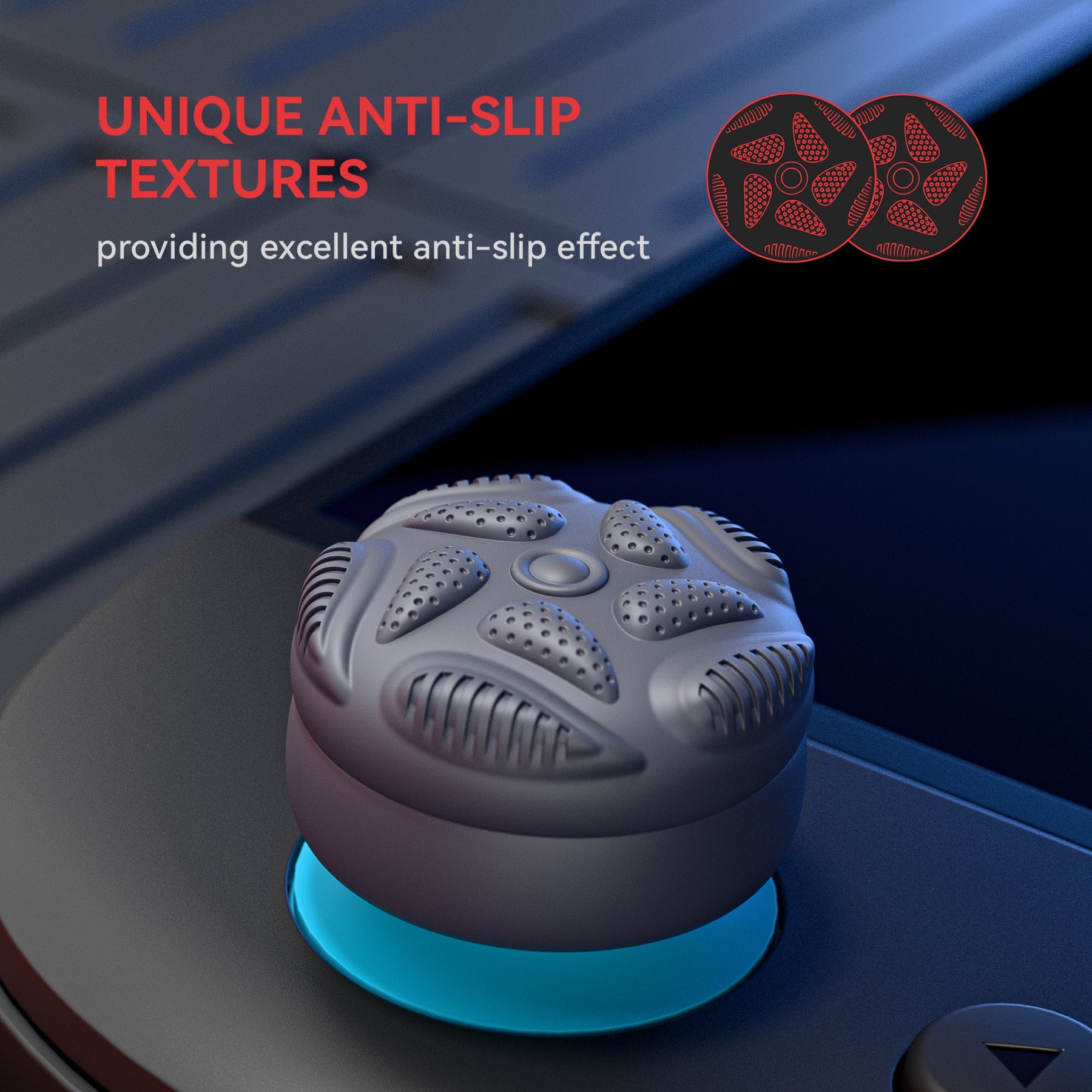 PlayVital Raindrop Texture Design Thumbs Cushion Caps Thumb Grips (4-Pack) for Switch 2, Anti-Slip Raindrop Texture Design Silicone Joystick Grip Cover for Nintendo Switch 2 Joycon - New Hope Gray PlayVital