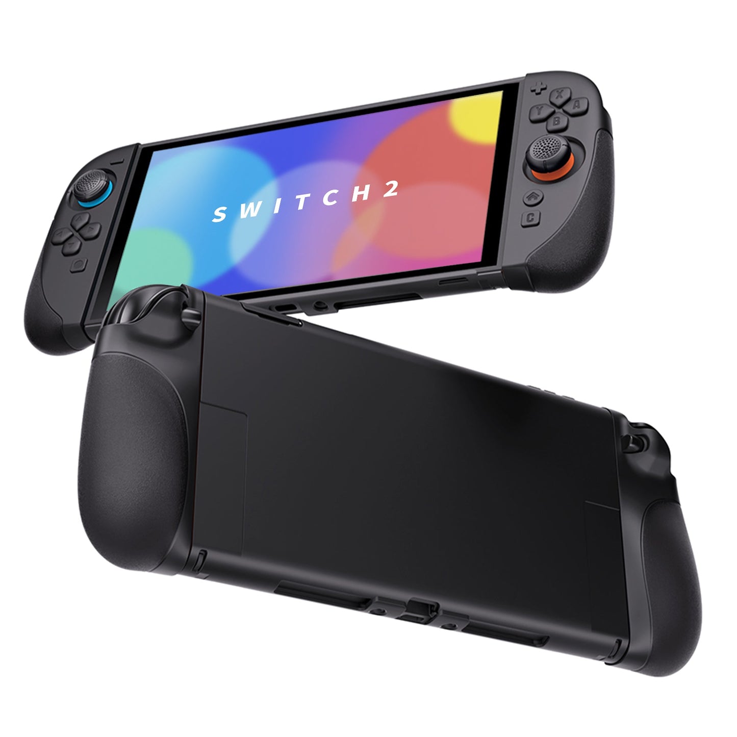 PlayVital Ranger Silicone Grip with Hard Console Cover for Nintendo Switch 2, Protective Case with Folding Stand & Thumb Grips Caps for Nintendo Switch 2 (2025) - Black PlayVital
