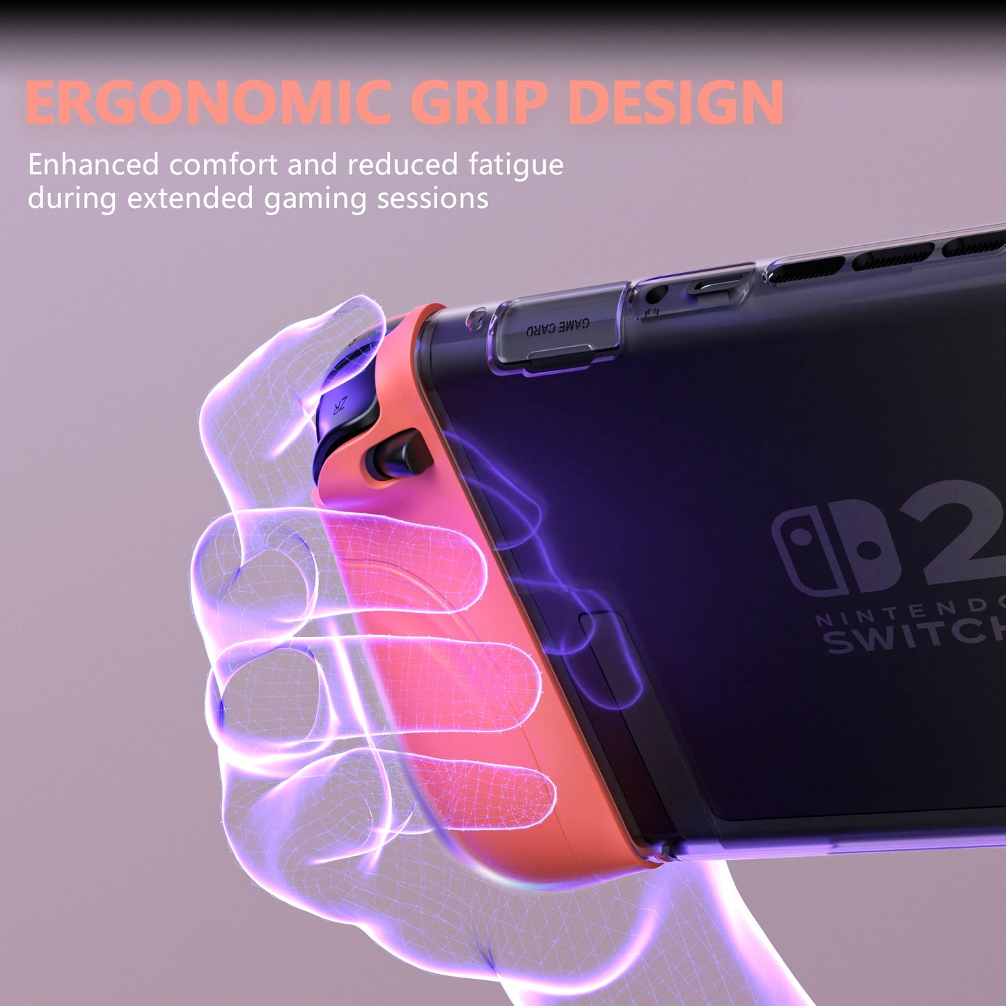 PlayVital Ranger Silicone Grip with Hard Console Cover for Nintendo Switch 2, Protective Case with Folding Stand & Thumb Grips Caps for for Nintendo Switch 2 (2025) - Clear White PlayVital