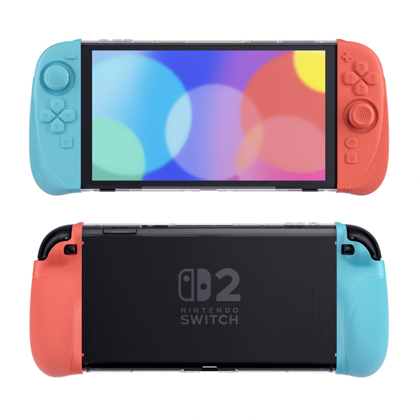PlayVital Ranger Silicone Grip with Hard Console Cover for Nintendo Switch 2, Protective Case with Folding Stand & Thumb Grips Caps for for Nintendo Switch 2 (2025) - Clear White PlayVital