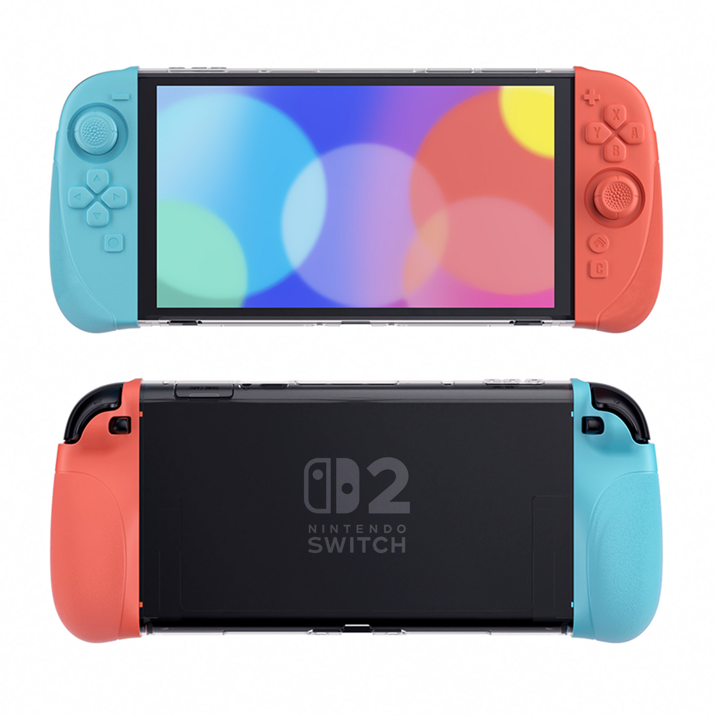 PlayVital Ranger Silicone Grip with Hard Console Cover for Nintendo Switch 2, Protective Case with Folding Stand & Thumb Grips Caps for for Nintendo Switch 2 (2025) - Clear White PlayVital