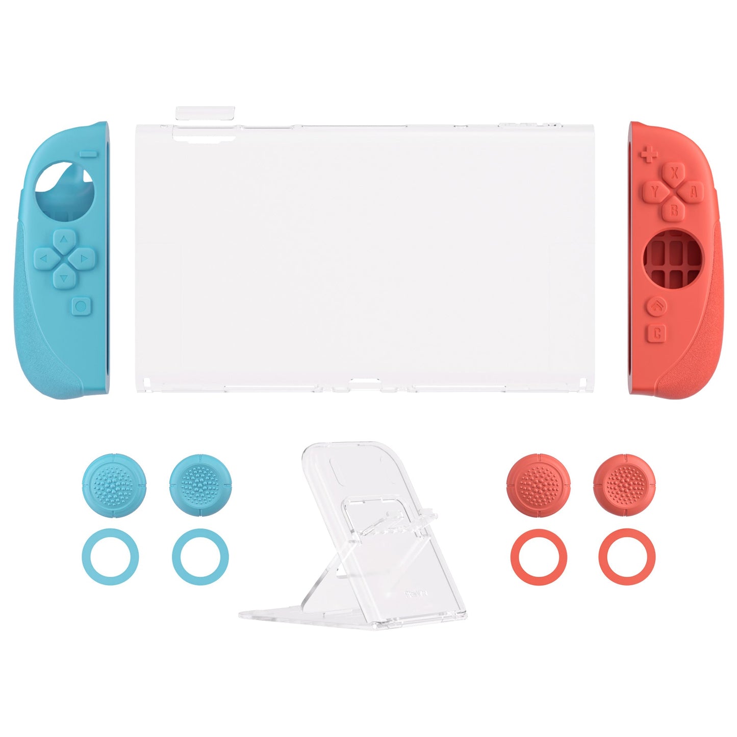 PlayVital Ranger Silicone Grip with Hard Console Cover for Nintendo Switch 2, Protective Case with Folding Stand & Thumb Grips Caps for for Nintendo Switch 2 (2025) - Clear White PlayVital