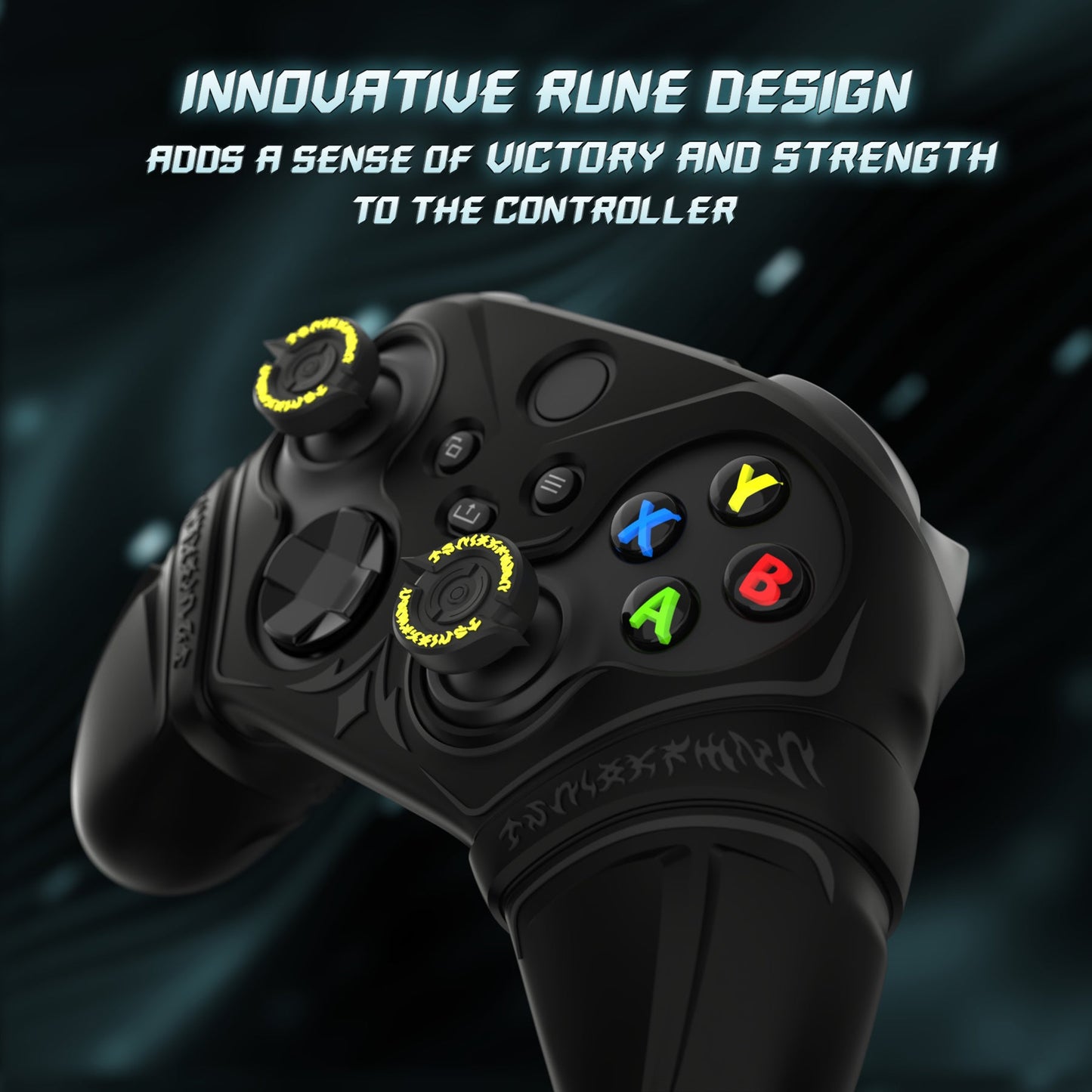 PlayVital Runes Edition Silicone Controller Cover with Thumbstick Cap & Sticker for Xbox Series X/S Controller & Xbox Core Wireless Controller - Black PlayVital