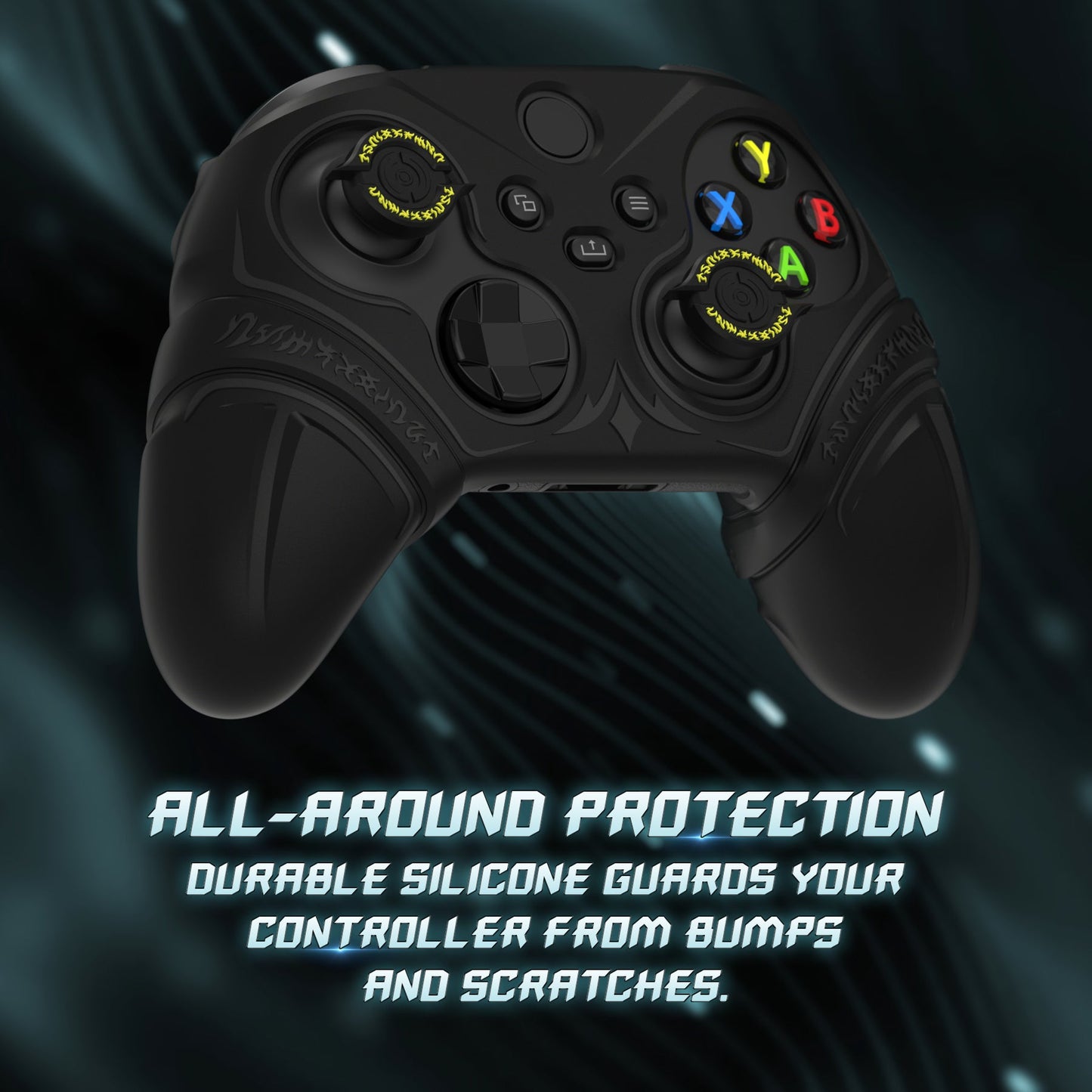 PlayVital Runes Edition Silicone Controller Cover with Thumbstick Cap & Sticker for Xbox Series X/S Controller & Xbox Core Wireless Controller - Black PlayVital