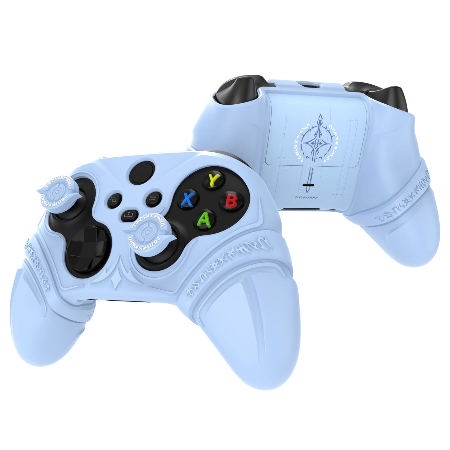PlayVital Runes Edition Silicone Controller Cover with Thumbstick Cap & Sticker for Xbox Series X/S Controller & Xbox Core Wireless Controller - Blue PlayVital