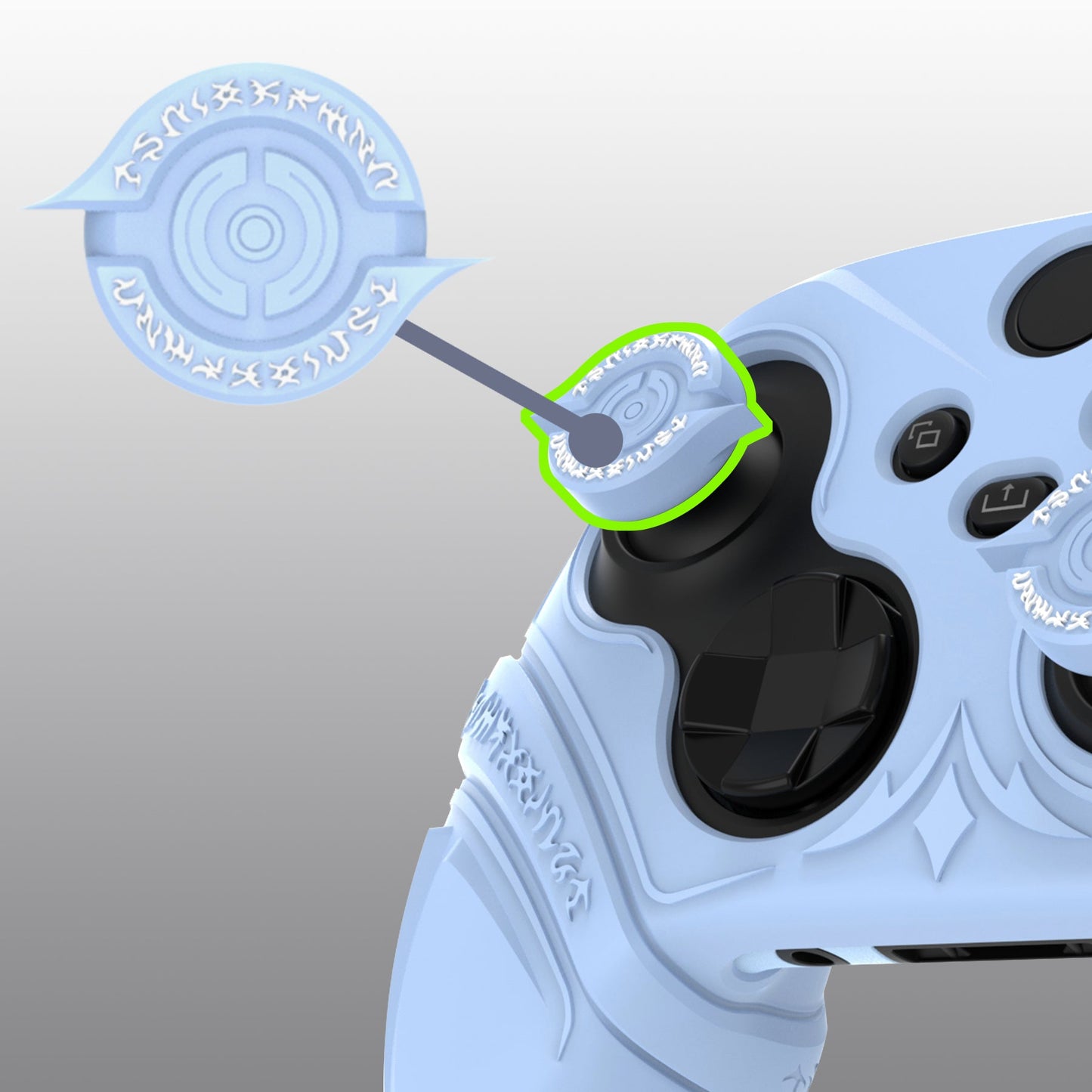 PlayVital Runes Edition Silicone Controller Cover with Thumbstick Cap & Sticker for Xbox Series X/S Controller & Xbox Core Wireless Controller - Blue PlayVital