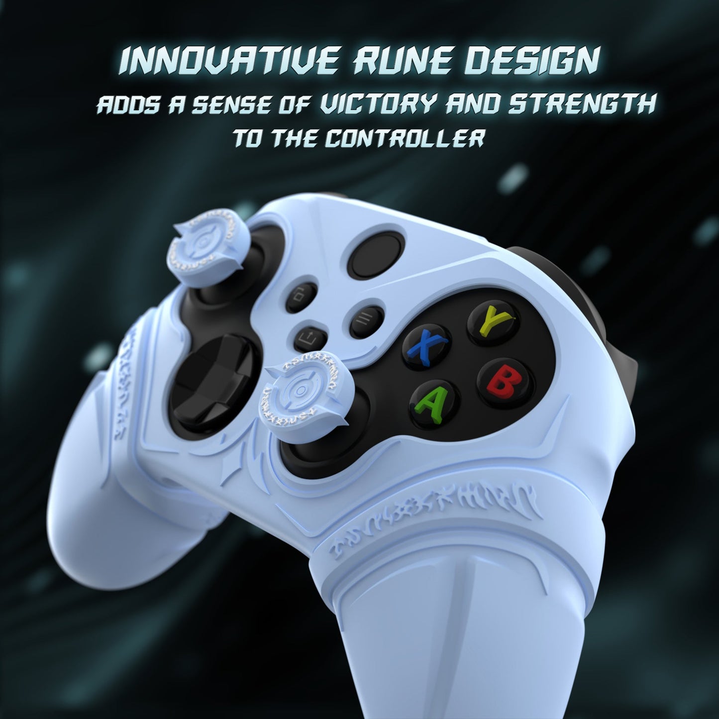 PlayVital Runes Edition Silicone Controller Cover with Thumbstick Cap & Sticker for Xbox Series X/S Controller & Xbox Core Wireless Controller - Blue PlayVital