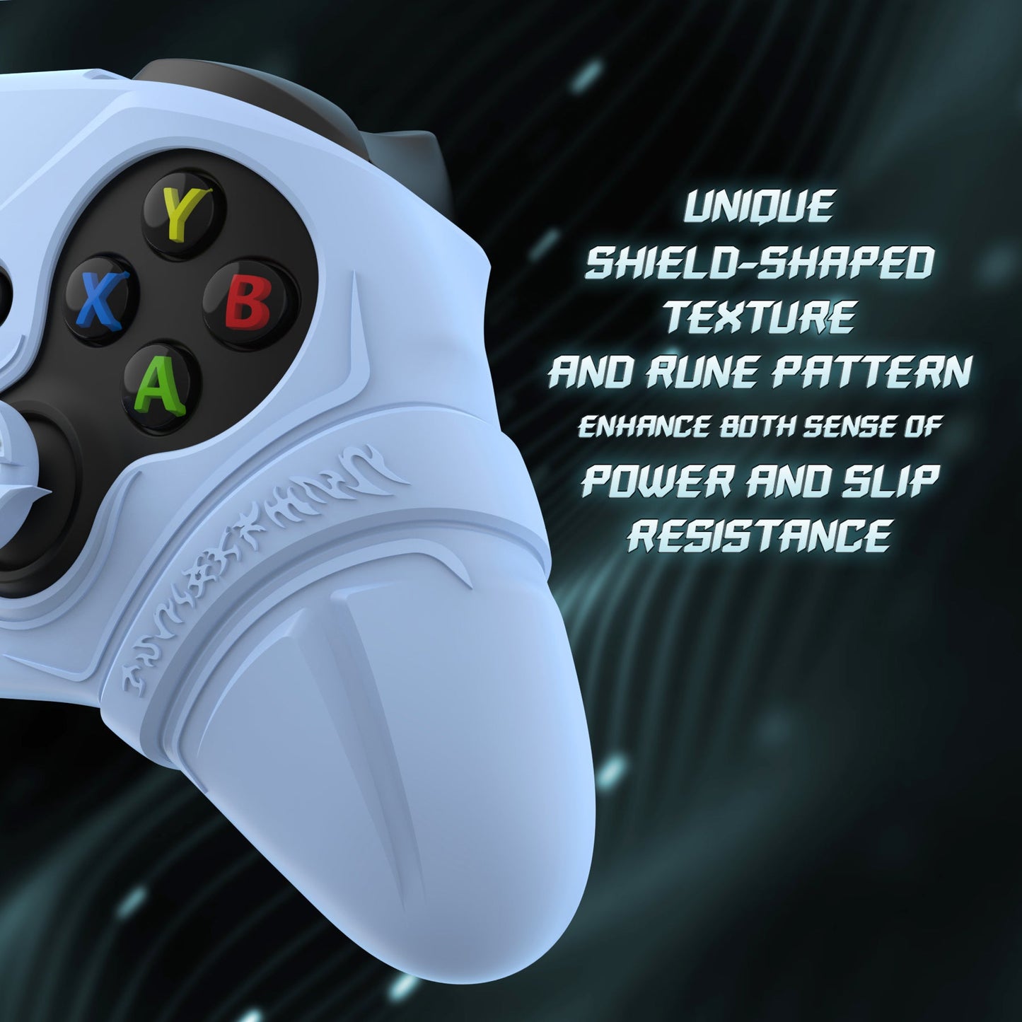 PlayVital Runes Edition Silicone Controller Cover with Thumbstick Cap & Sticker for Xbox Series X/S Controller & Xbox Core Wireless Controller - Blue PlayVital