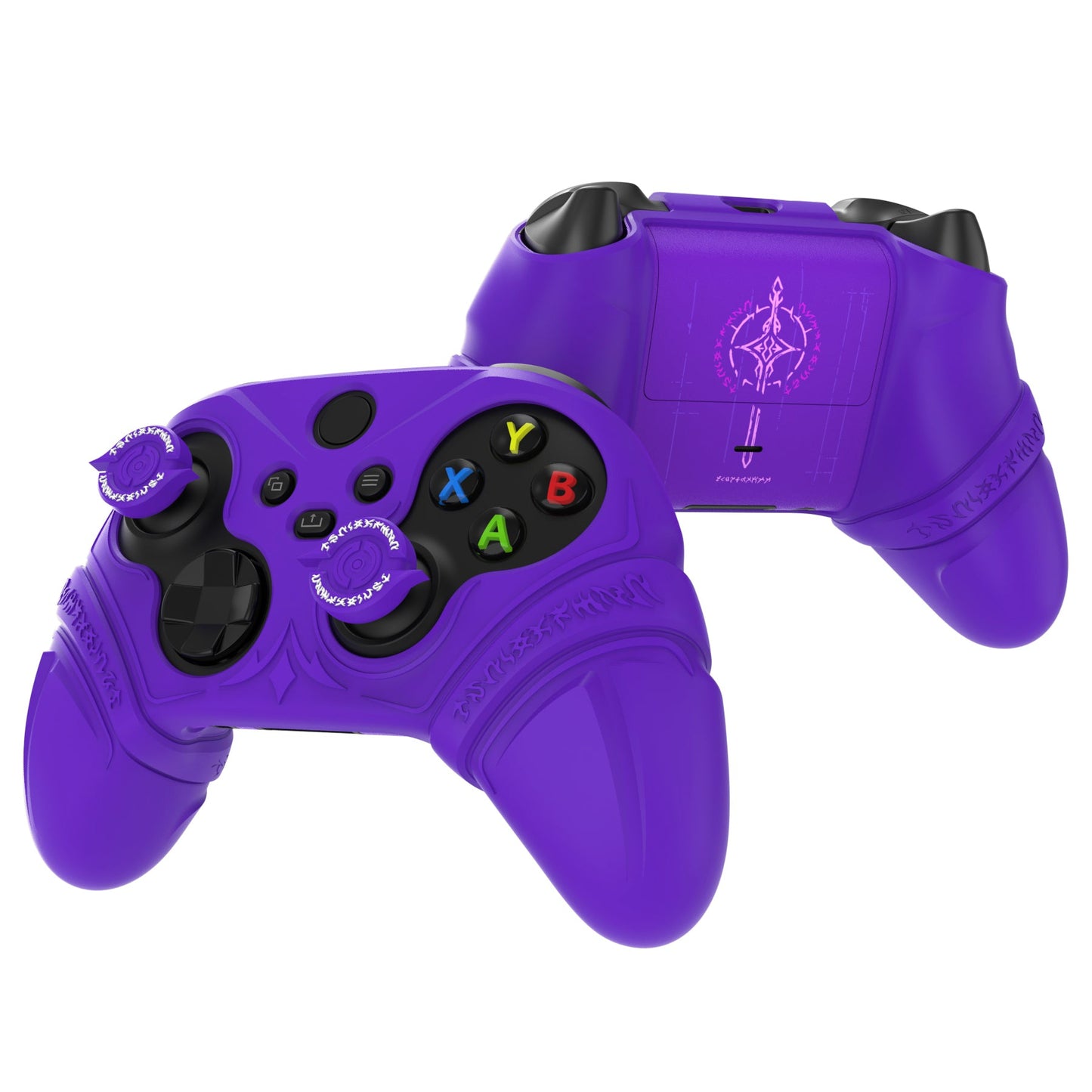 PlayVital Runes Edition Silicone Controller Cover with Thumbstick Cap & Sticker for Xbox Series X/S Controller & Xbox Core Wireless Controller - Purple PlayVital