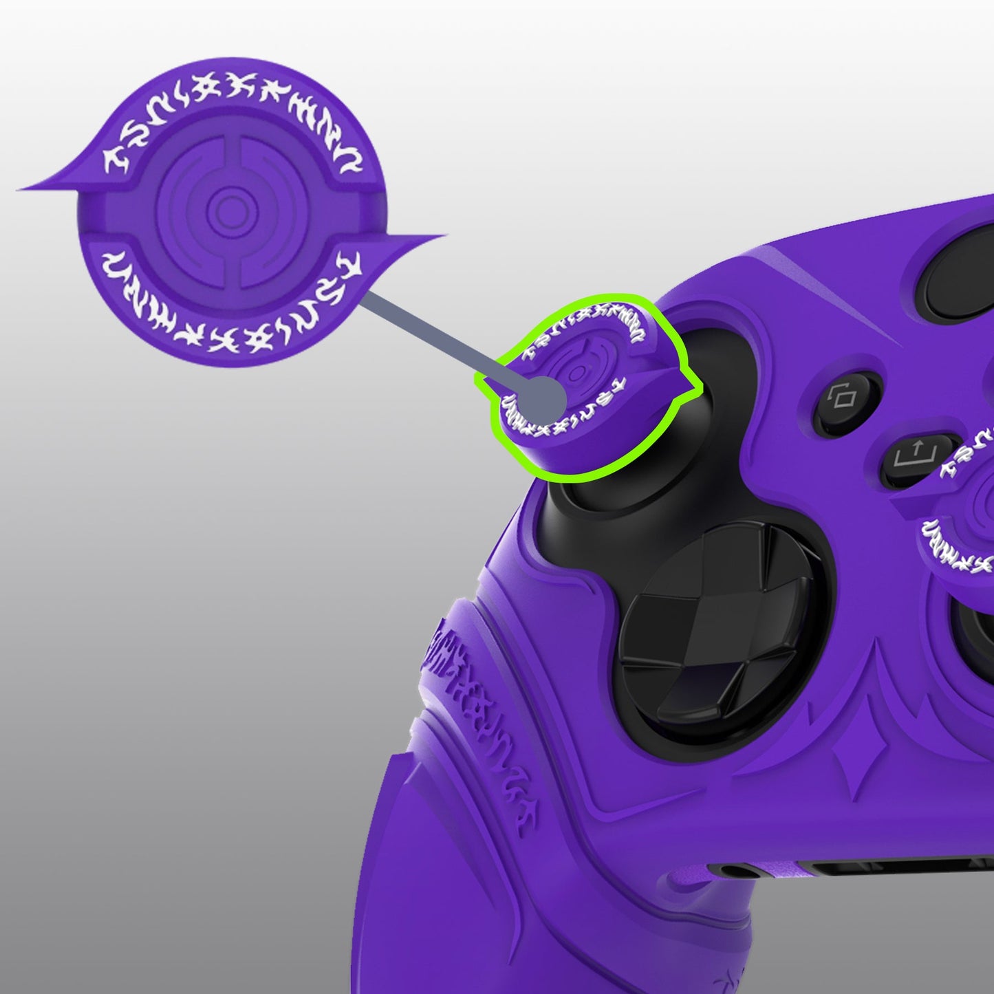 PlayVital Runes Edition Silicone Controller Cover with Thumbstick Cap & Sticker for Xbox Series X/S Controller & Xbox Core Wireless Controller - Purple PlayVital