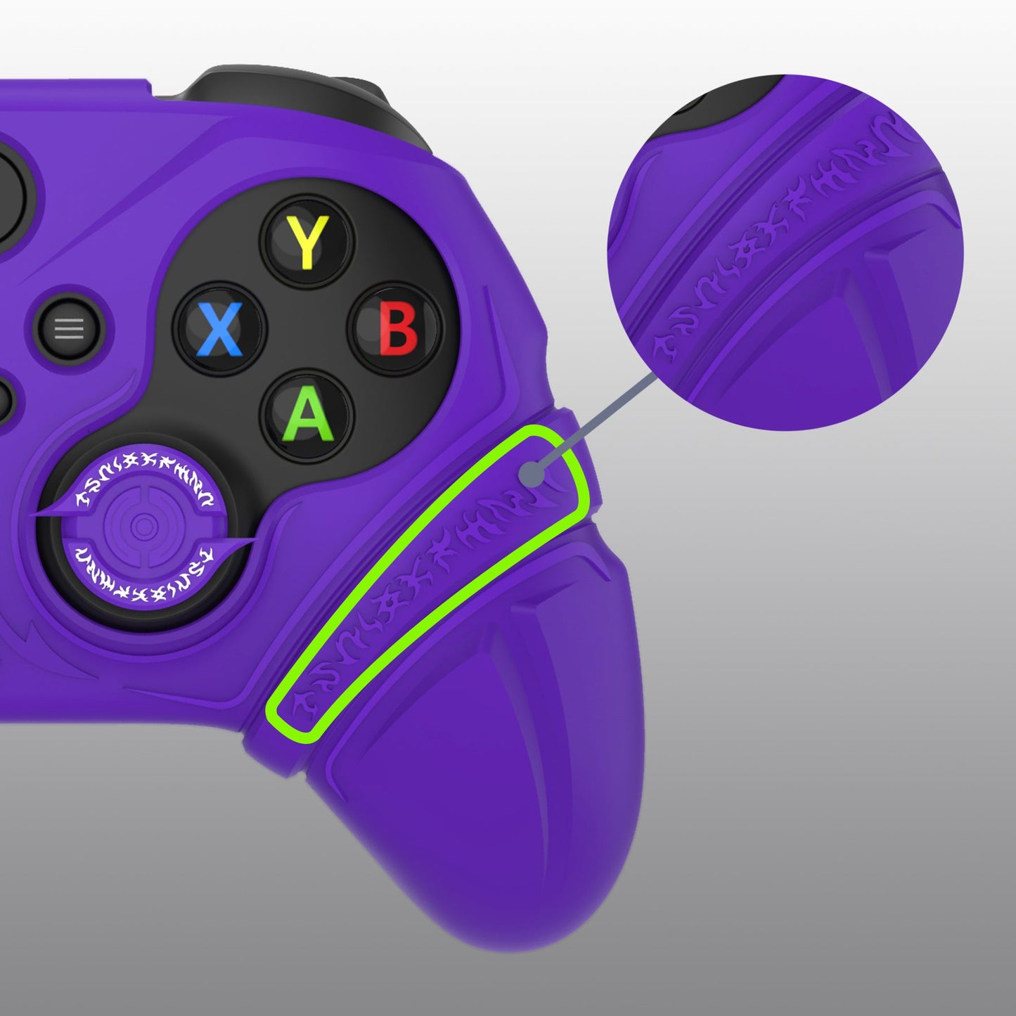 PlayVital Runes Edition Silicone Controller Cover with Thumbstick Cap & Sticker for Xbox Series X/S Controller & Xbox Core Wireless Controller - Purple PlayVital
