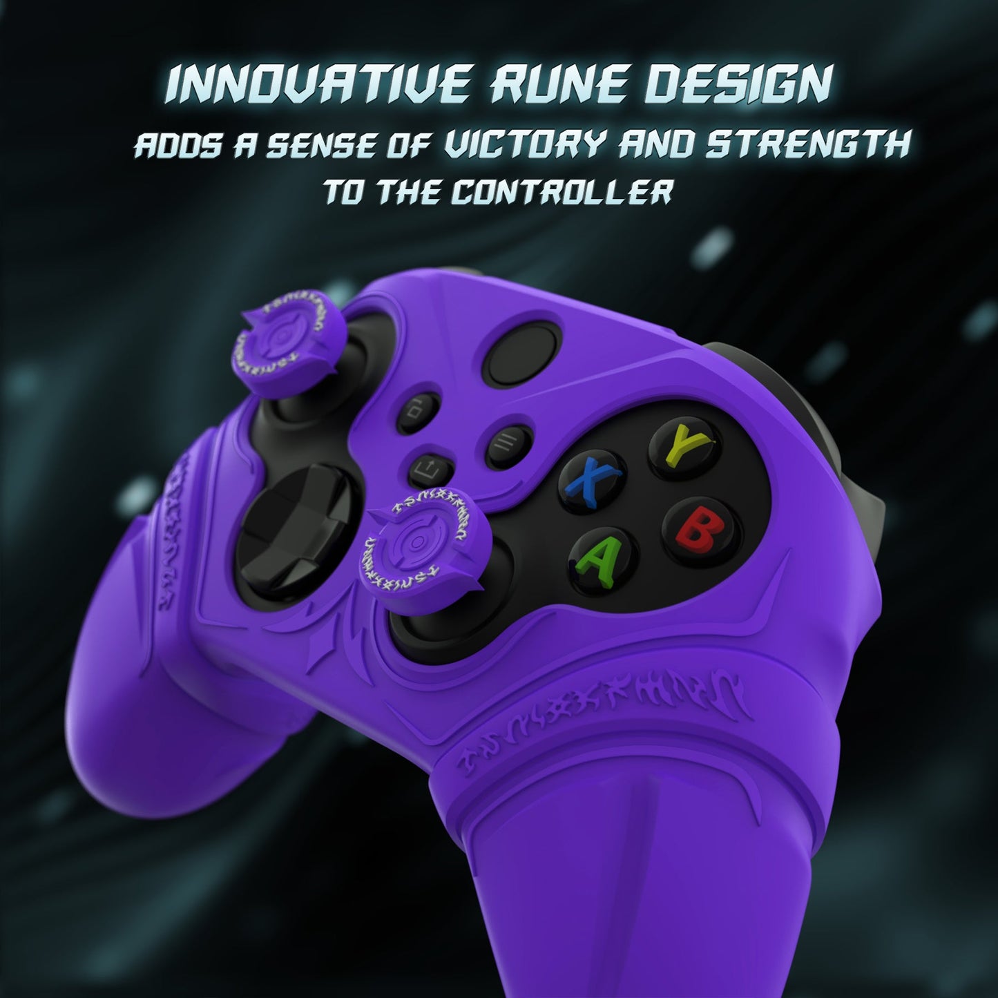 PlayVital Runes Edition Silicone Controller Cover with Thumbstick Cap & Sticker for Xbox Series X/S Controller & Xbox Core Wireless Controller - Purple PlayVital