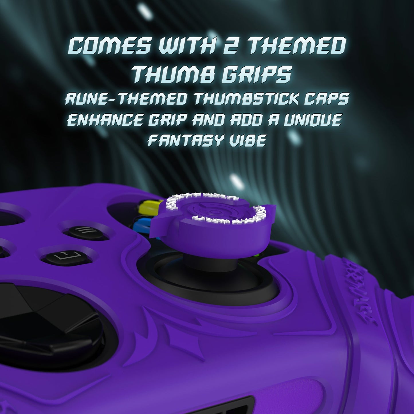 PlayVital Runes Edition Silicone Controller Cover with Thumbstick Cap & Sticker for Xbox Series X/S Controller & Xbox Core Wireless Controller - Purple PlayVital