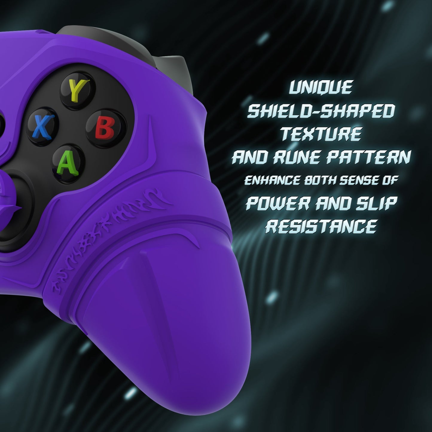 PlayVital Runes Edition Silicone Controller Cover with Thumbstick Cap & Sticker for Xbox Series X/S Controller & Xbox Core Wireless Controller - Purple PlayVital