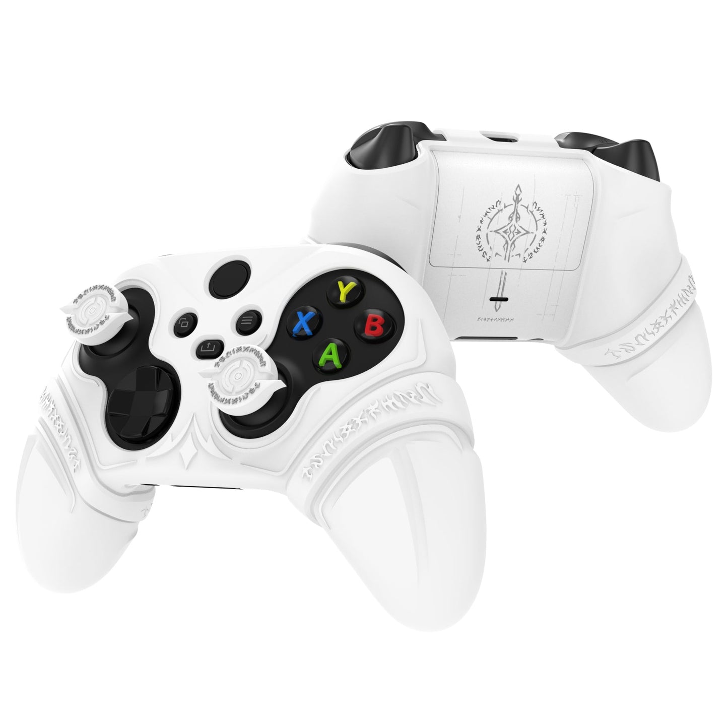 PlayVital Runes Edition Silicone Controller Cover with Thumbstick Cap & Sticker for Xbox Series X/S Controller & Xbox Core Wireless Controller - White PlayVital