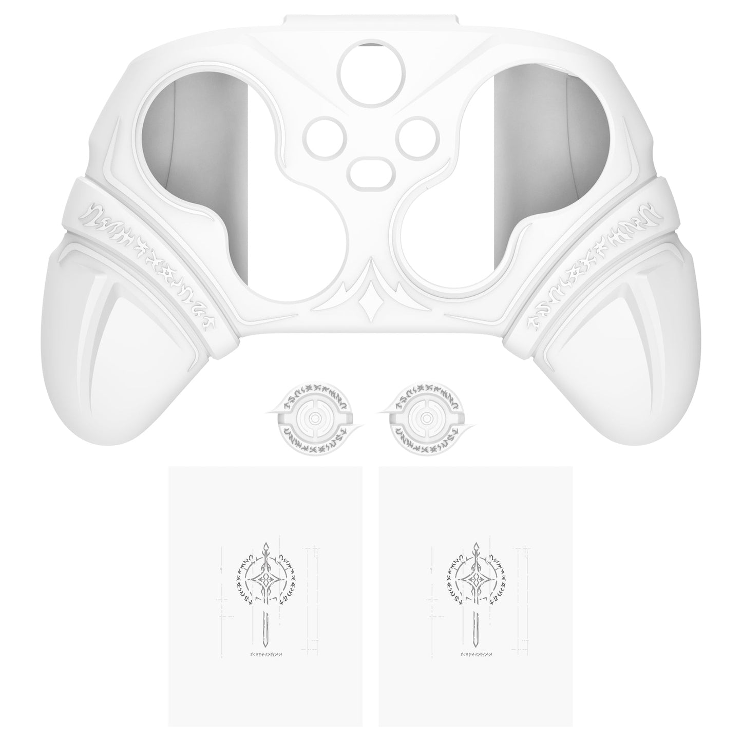 PlayVital Runes Edition Silicone Controller Cover with Thumbstick Cap & Sticker for Xbox Series X/S Controller & Xbox Core Wireless Controller - White PlayVital
