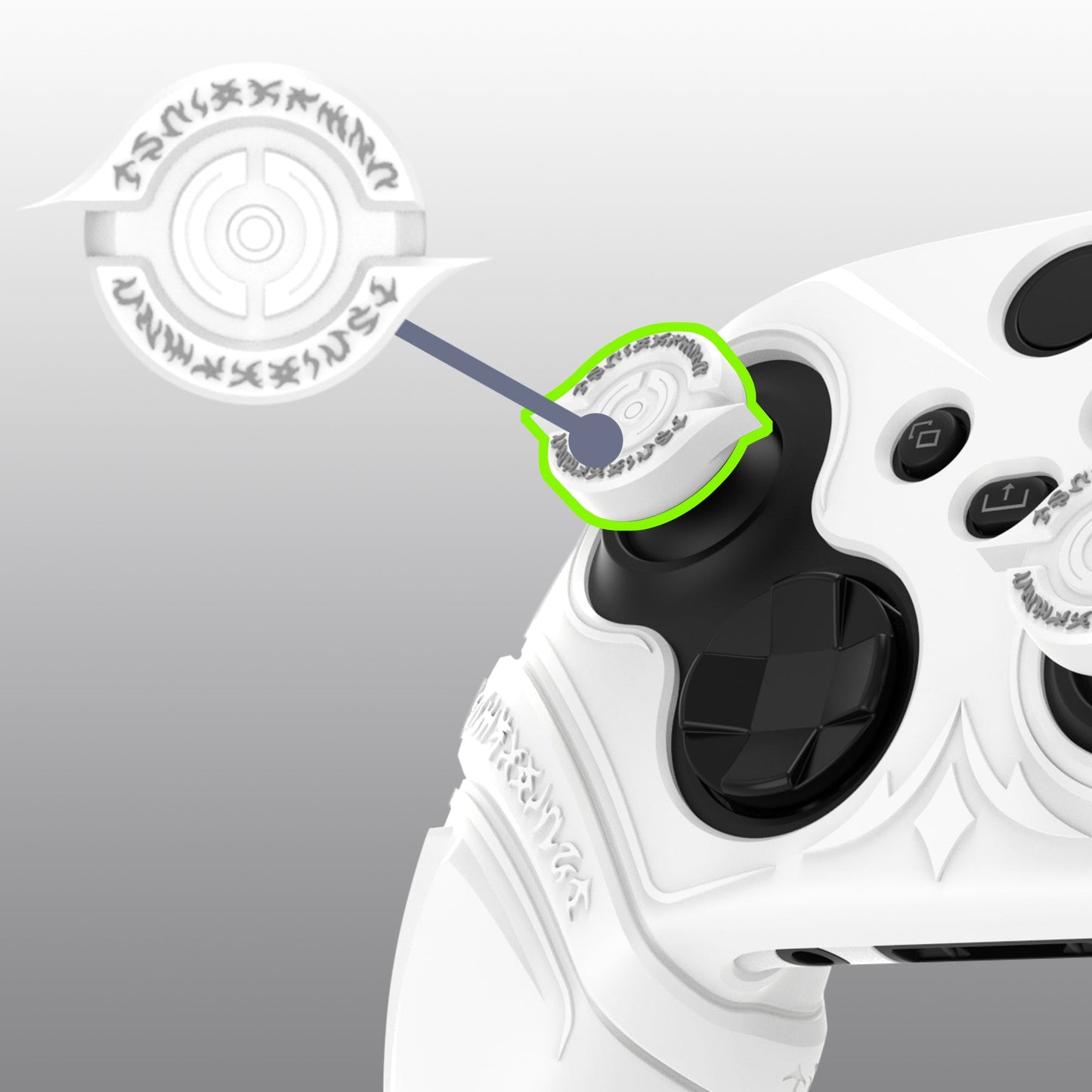 PlayVital Runes Edition Silicone Controller Cover with Thumbstick Cap & Sticker for Xbox Series X/S Controller & Xbox Core Wireless Controller - White PlayVital