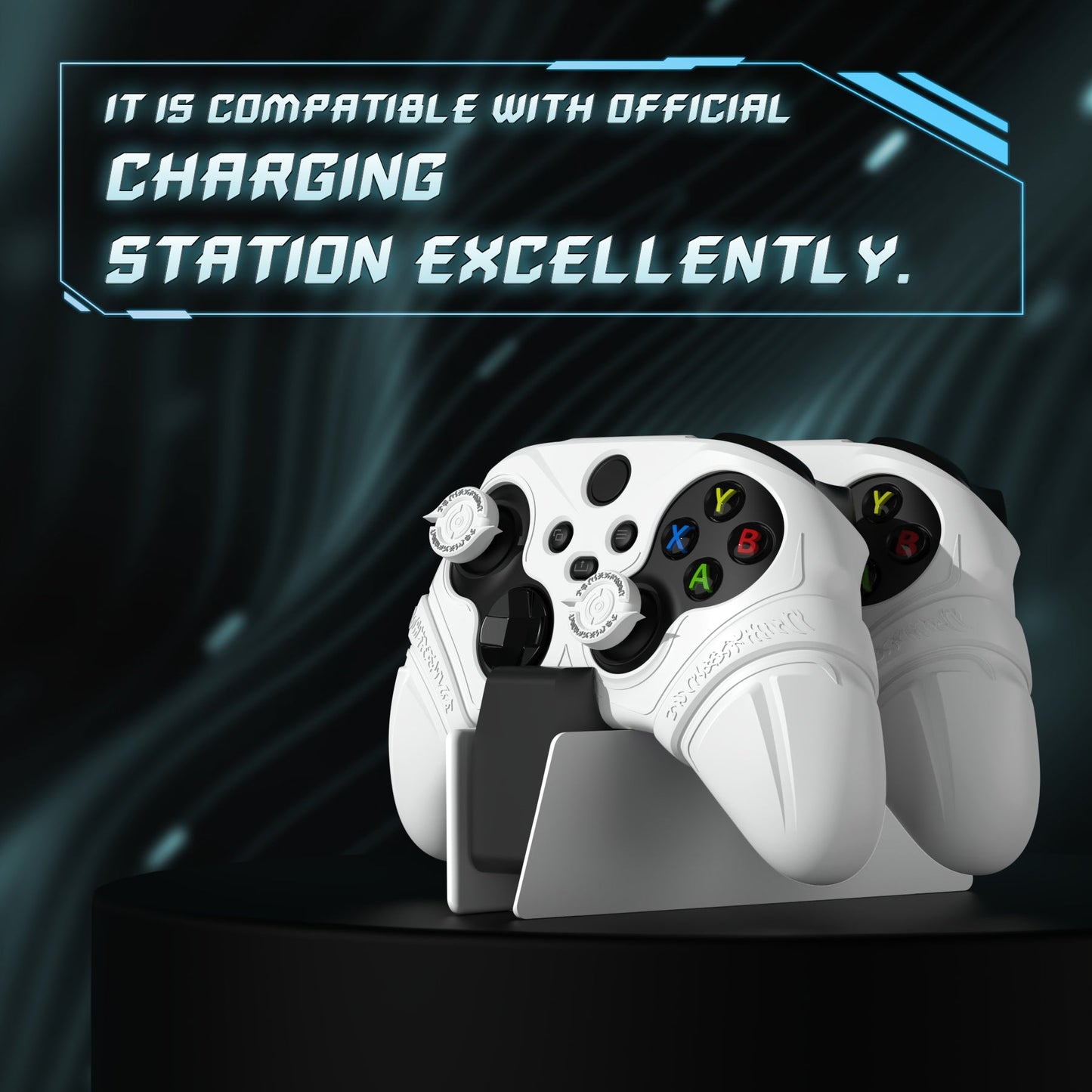 PlayVital Runes Edition Silicone Controller Cover with Thumbstick Cap & Sticker for Xbox Series X/S Controller & Xbox Core Wireless Controller - White PlayVital