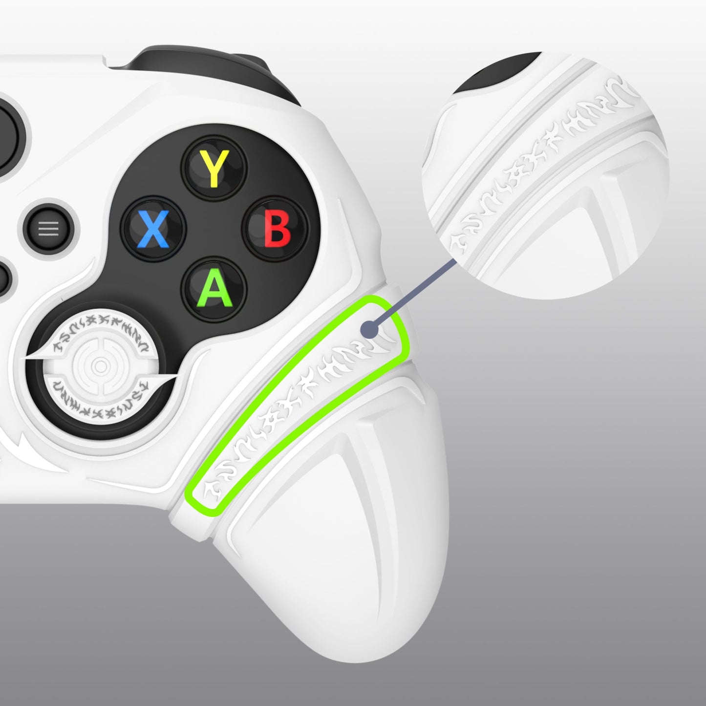 PlayVital Runes Edition Silicone Controller Cover with Thumbstick Cap & Sticker for Xbox Series X/S Controller & Xbox Core Wireless Controller - White PlayVital