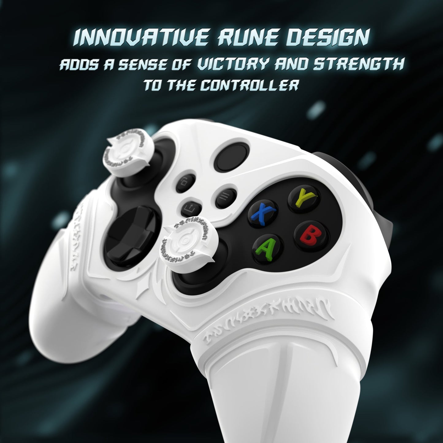 PlayVital Runes Edition Silicone Controller Cover with Thumbstick Cap & Sticker for Xbox Series X/S Controller & Xbox Core Wireless Controller - White PlayVital