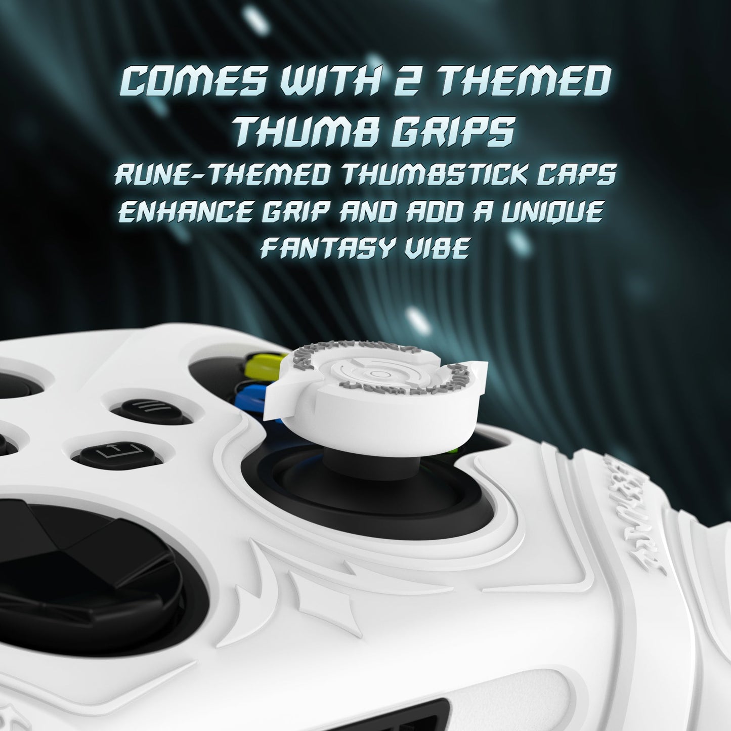 PlayVital Runes Edition Silicone Controller Cover with Thumbstick Cap & Sticker for Xbox Series X/S Controller & Xbox Core Wireless Controller - White PlayVital