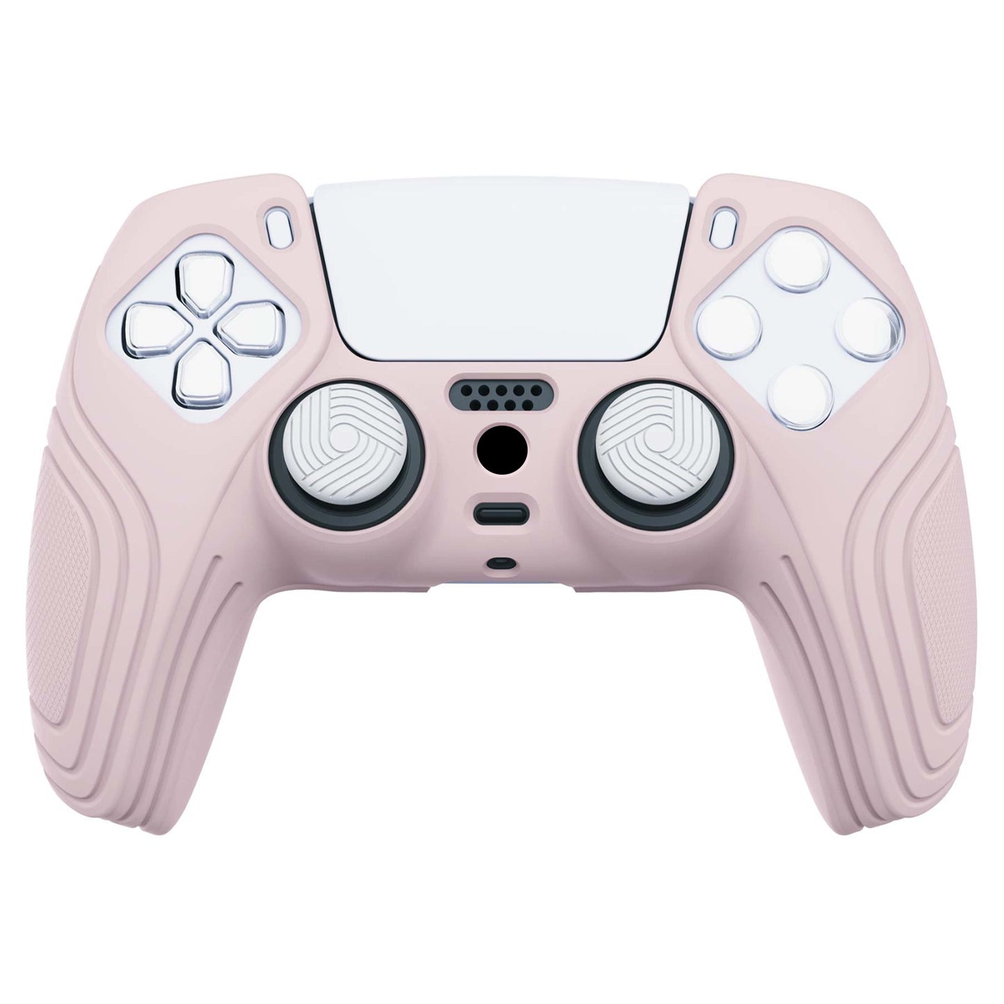 PlayVital Samurai Edition Anti-Slip Silicone Cover Skin with Thumb Grip Caps for PS5 Wireless Controller - Pink - BWPF005 PlayVital