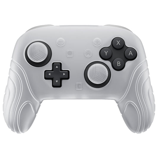 PlayVital Samurai Edition Protective Silicone Case for Nintendo Switch 2 Pro Controller with Back Button Caps & Thumb Grips - Clear White PlayVital