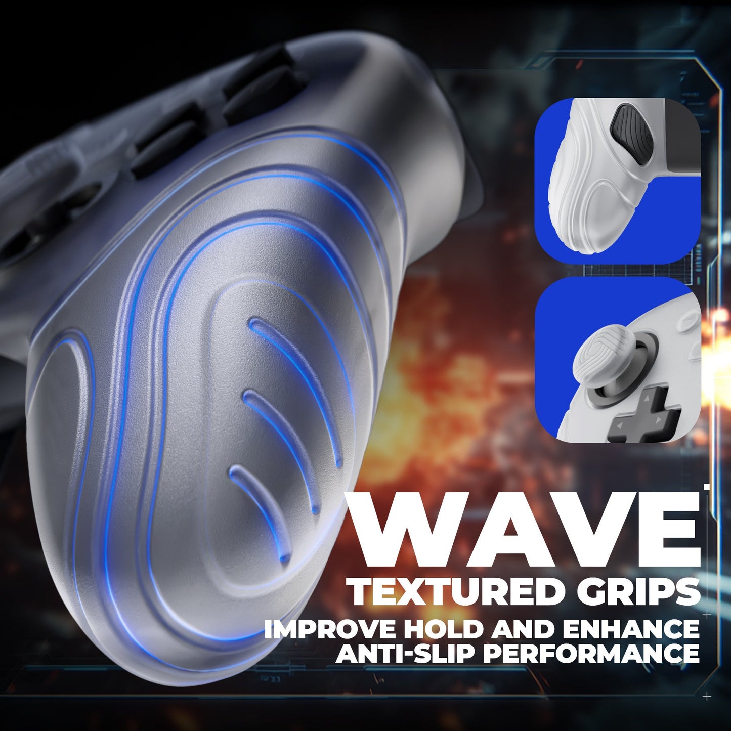 PlayVital Samurai Edition Protective Silicone Case for Nintendo Switch 2 Pro Controller with Back Button Caps & Thumb Grips - Clear White PlayVital