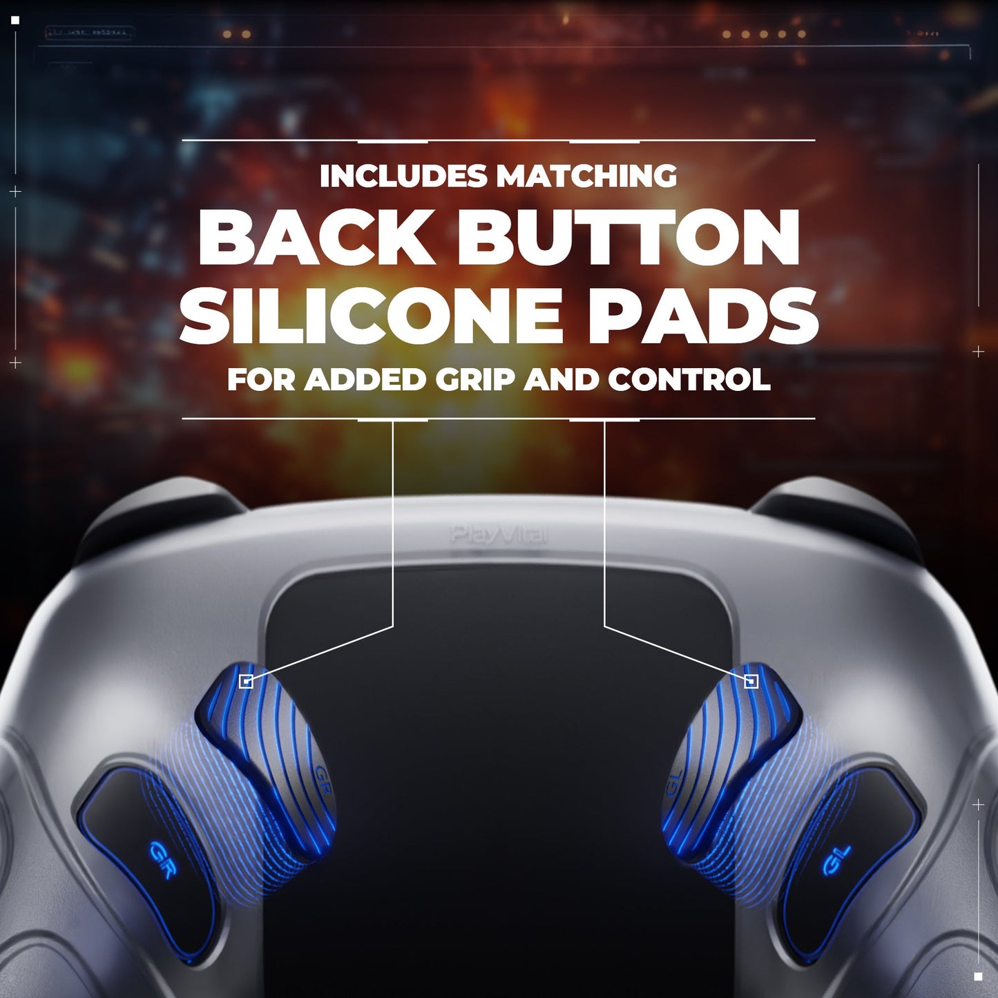 PlayVital Samurai Edition Protective Silicone Case for Nintendo Switch 2 Pro Controller with Back Button Caps & Thumb Grips - Clear White PlayVital