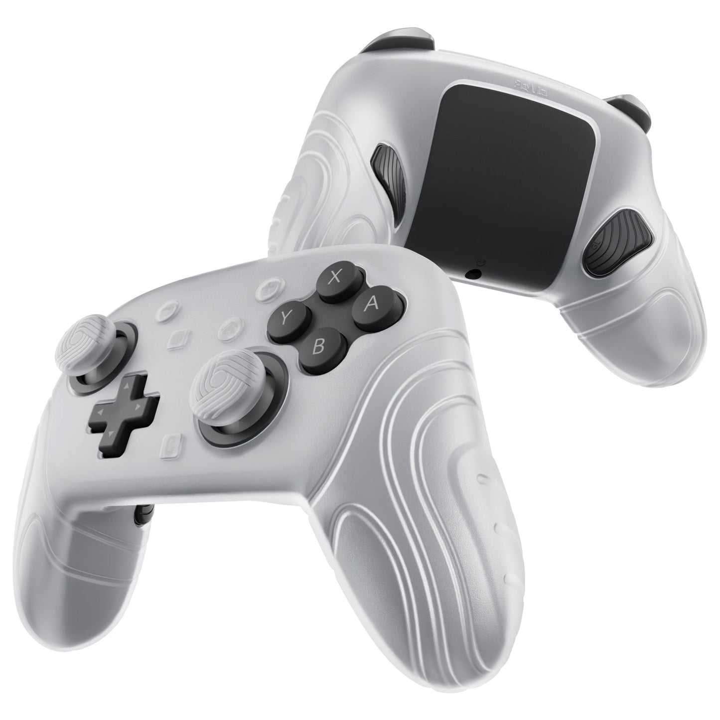 PlayVital Samurai Edition Protective Silicone Case for Nintendo Switch 2 Pro Controller with Back Button Caps & Thumb Grips - Clear White PlayVital