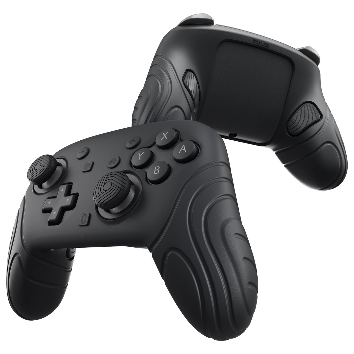PlayVital Samurai Edition Protective Silicone Case for Nintendo Switch 2 Pro Controller with Back Button Caps & Thumb Grips & Stickers - Black PlayVital