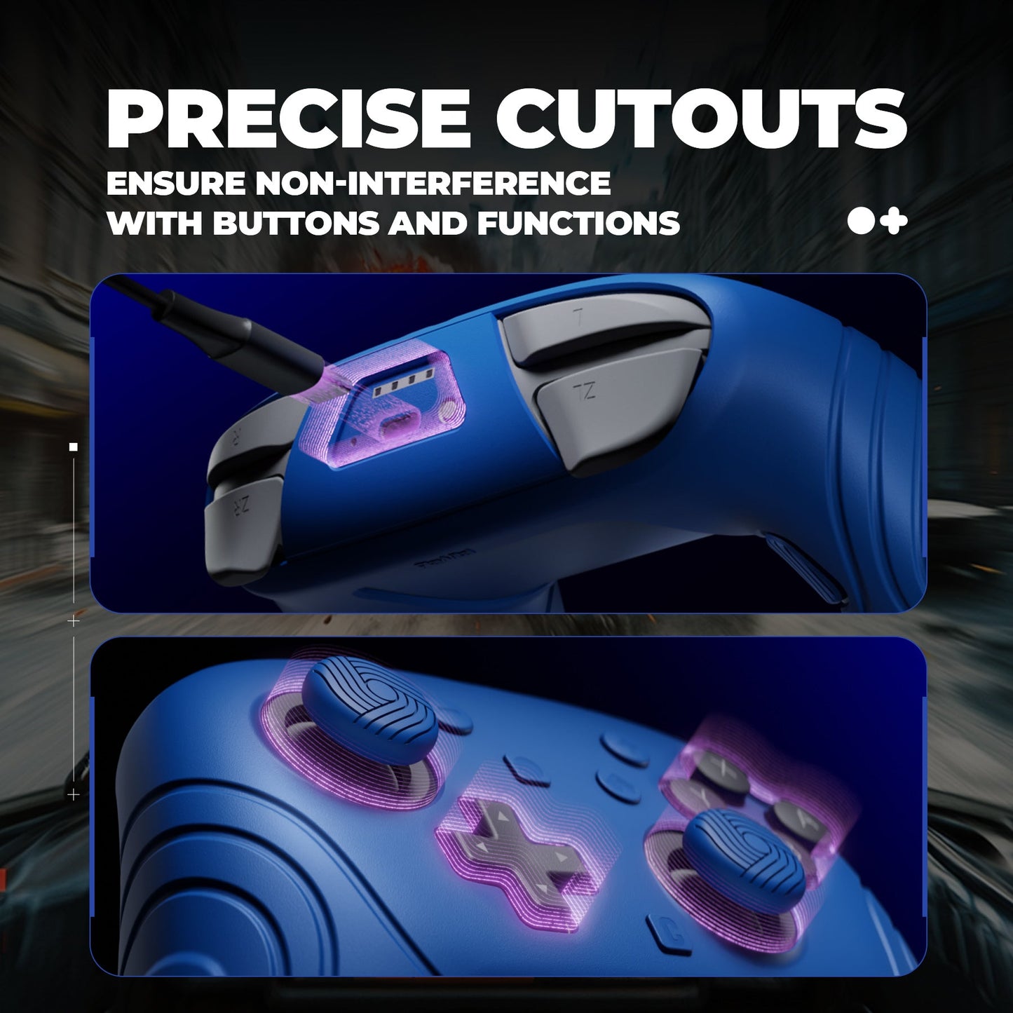 PlayVital Samurai Edition Protective Silicone Case for Nintendo Switch 2 Pro Controller with Back Button Caps & Thumb Grips & Stickers - Blue PlayVital