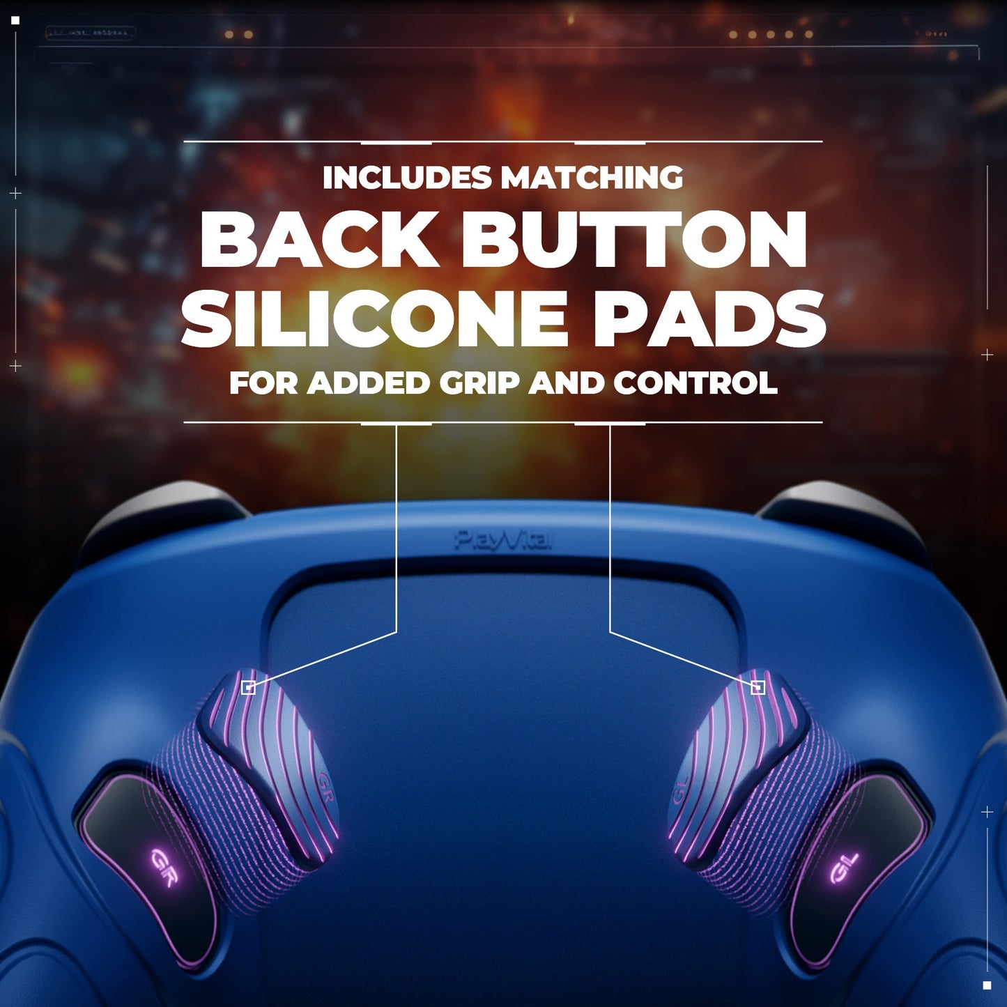 PlayVital Samurai Edition Protective Silicone Case for Nintendo Switch 2 Pro Controller with Back Button Caps & Thumb Grips & Stickers - Blue PlayVital